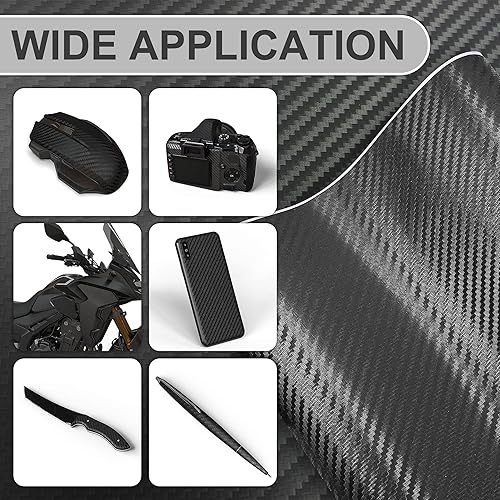 Miniatura 4 de Lypumso Envoltura de vinilo de fibra de carbono negra 3D con tecnología de liberación de aire, envolturas negras mate, láminas de vinilo para
