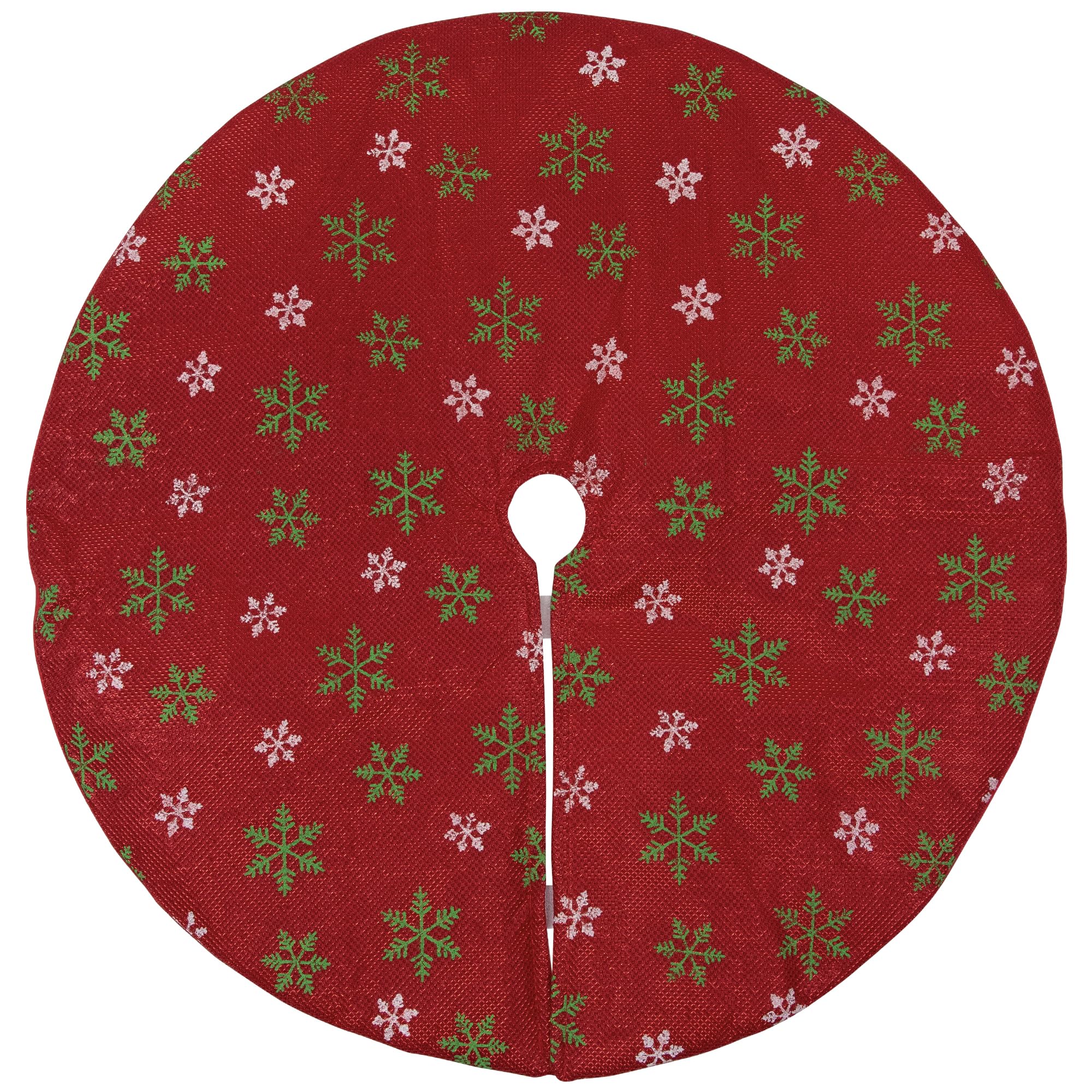 Northlight Metallic Snowflakes Mini Christmas Tree Skirt - Red and Green - 20