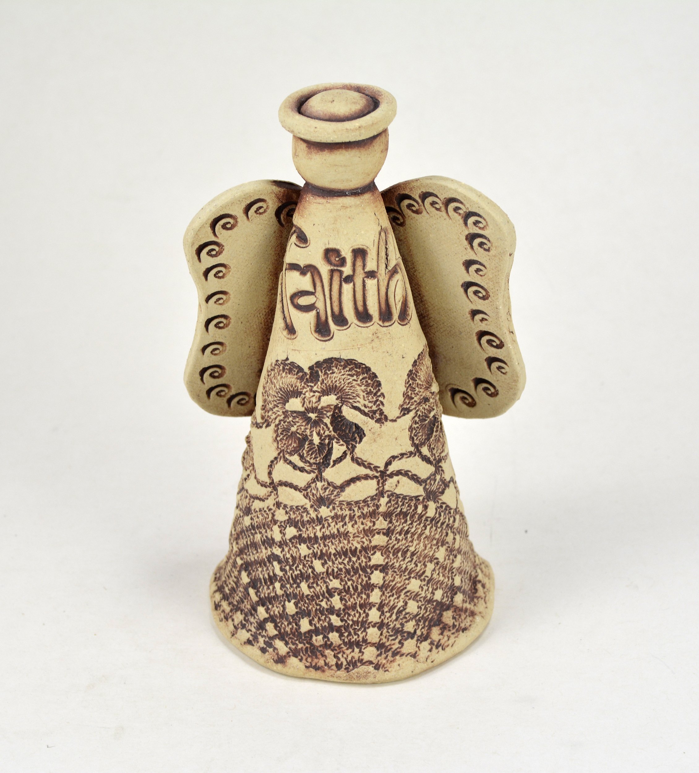Handmade Rustic Pottery Faith Angel with John 3:16