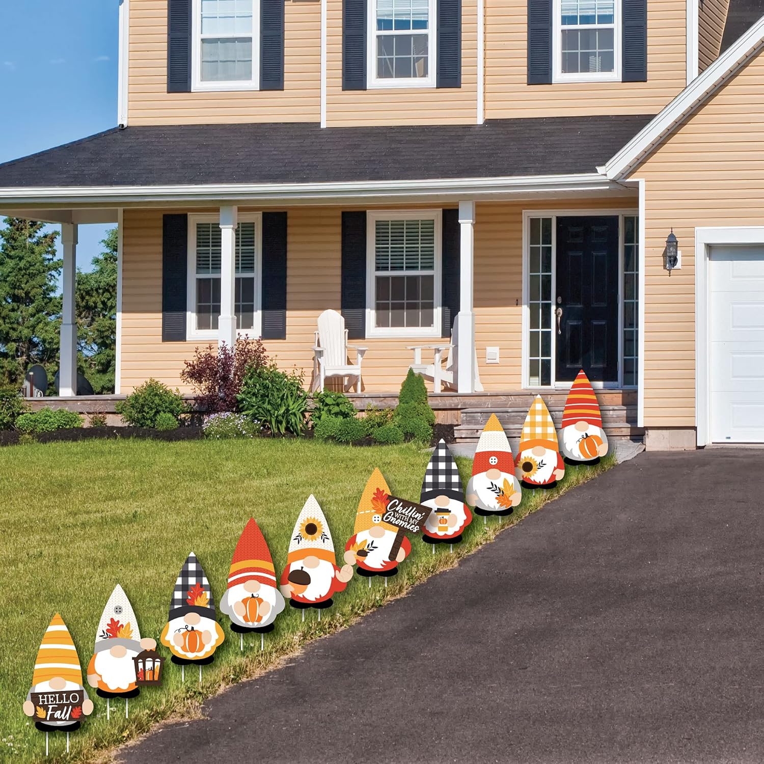 Big Dot of Happiness Fall Gnomes - Gnomes Lawn Decorations - Outdoor Autumn Harvest Party Yard Decorations - 10 Piece