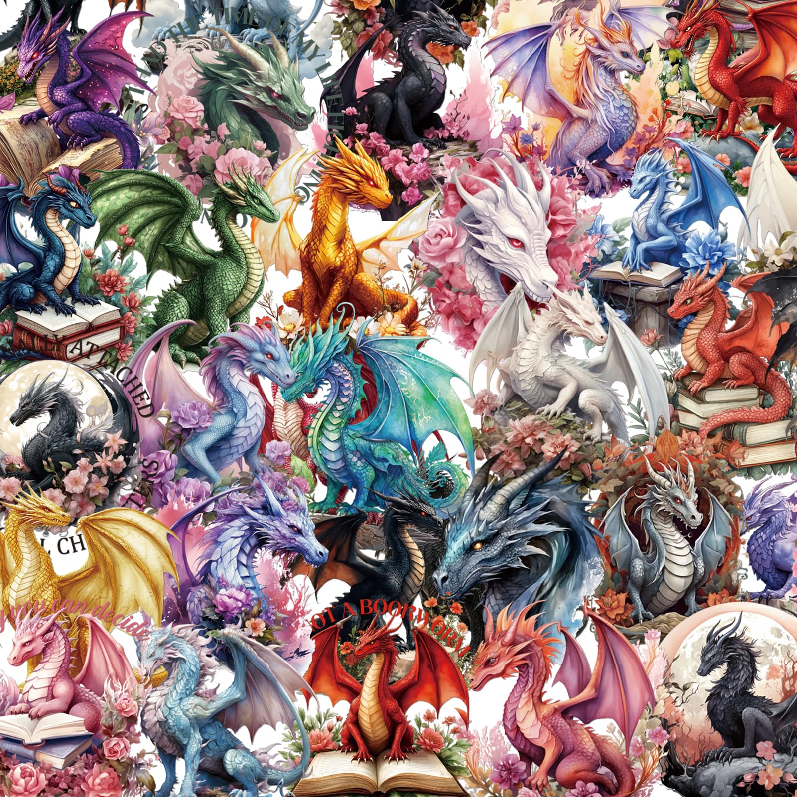 Luvart 100Pcs Dragon Stickers Magic Realistic Pterosaur Reading Book Decal