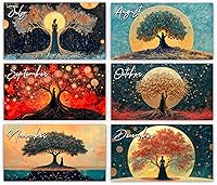 Vista 4 de Calendario de pared 2026 Árbol de la vida de Kaleidoscope Artisan – Diseños místicos encantadores con días festivos