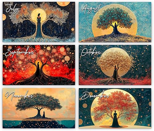 Miniatura 4 de Calendario de pared del árbol de la vida 2026 - Encantadores diseños místicos con festividades (clásico de plegado medio, grande de 11 x 17 pulgadas)