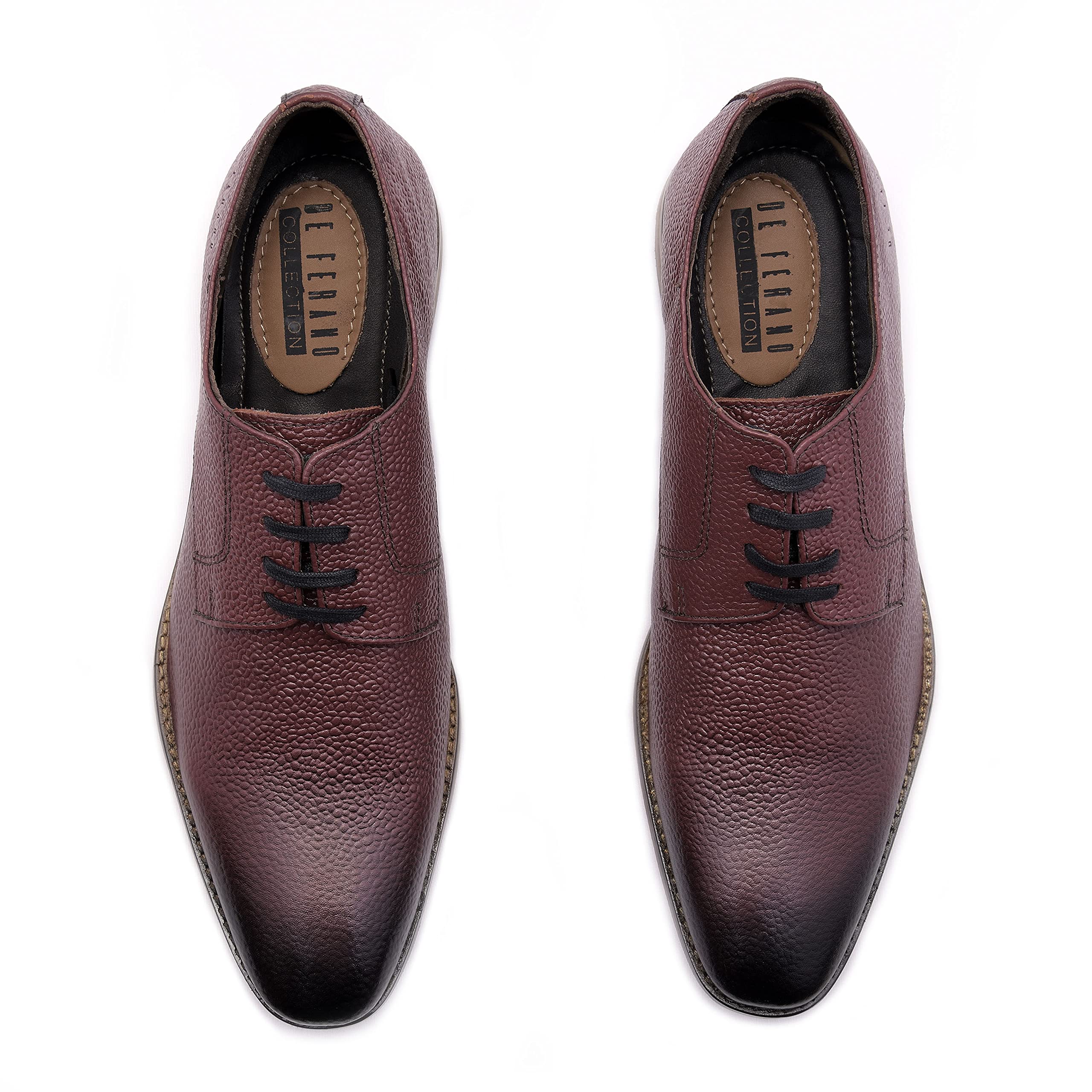 DE FERANO Hanadmade Premium Genuine Leather Formal Shoes for Men | Cherry Derby Shoes | Office Dress Oxford Shoes (Numeric_7) (B0C6KPFN6J) Amazon Price History, Amazon Price Tracker