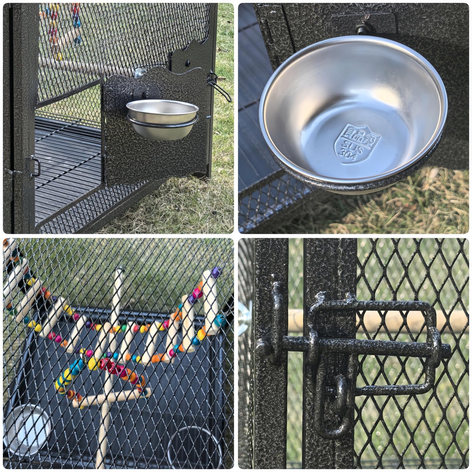BingoPaw Jala para Loros Jaula Agapornis Grande 58.5x46x56.3cm Jaula para Periquitos Pájaros Bird Cage Gaiola Passaros Canario Ninfas Portable con Columpio, Escalera, 2 Cuencos y Bandeja Extraible