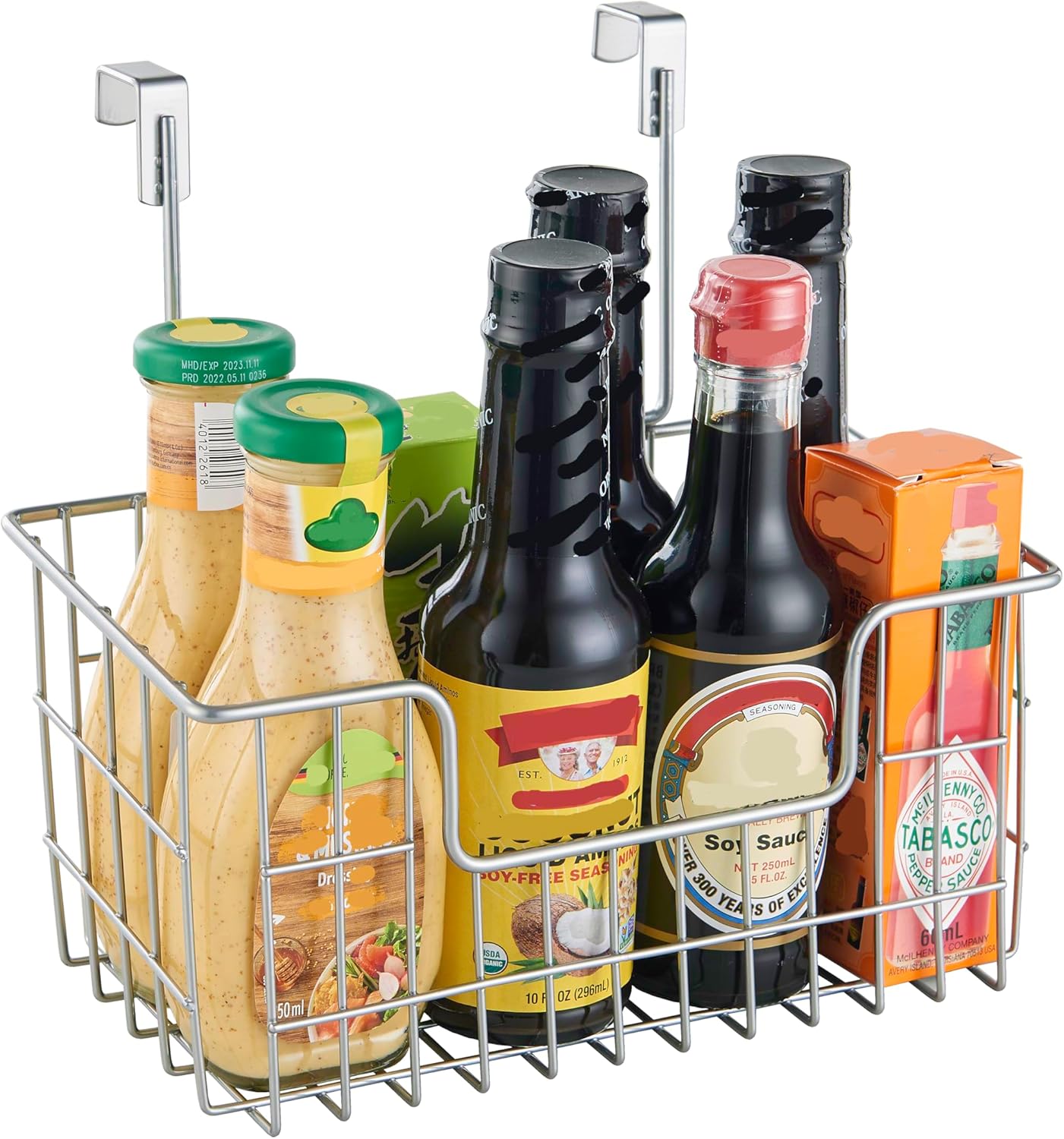 Wire Hanging Storage Basket 2 Packs, Wall Mounted Kitchen Bathroom Storage Basket, Home Multi-Functional, no Punching, Bearing Strong, Suitable for Home, Office,Chrome - Image 3