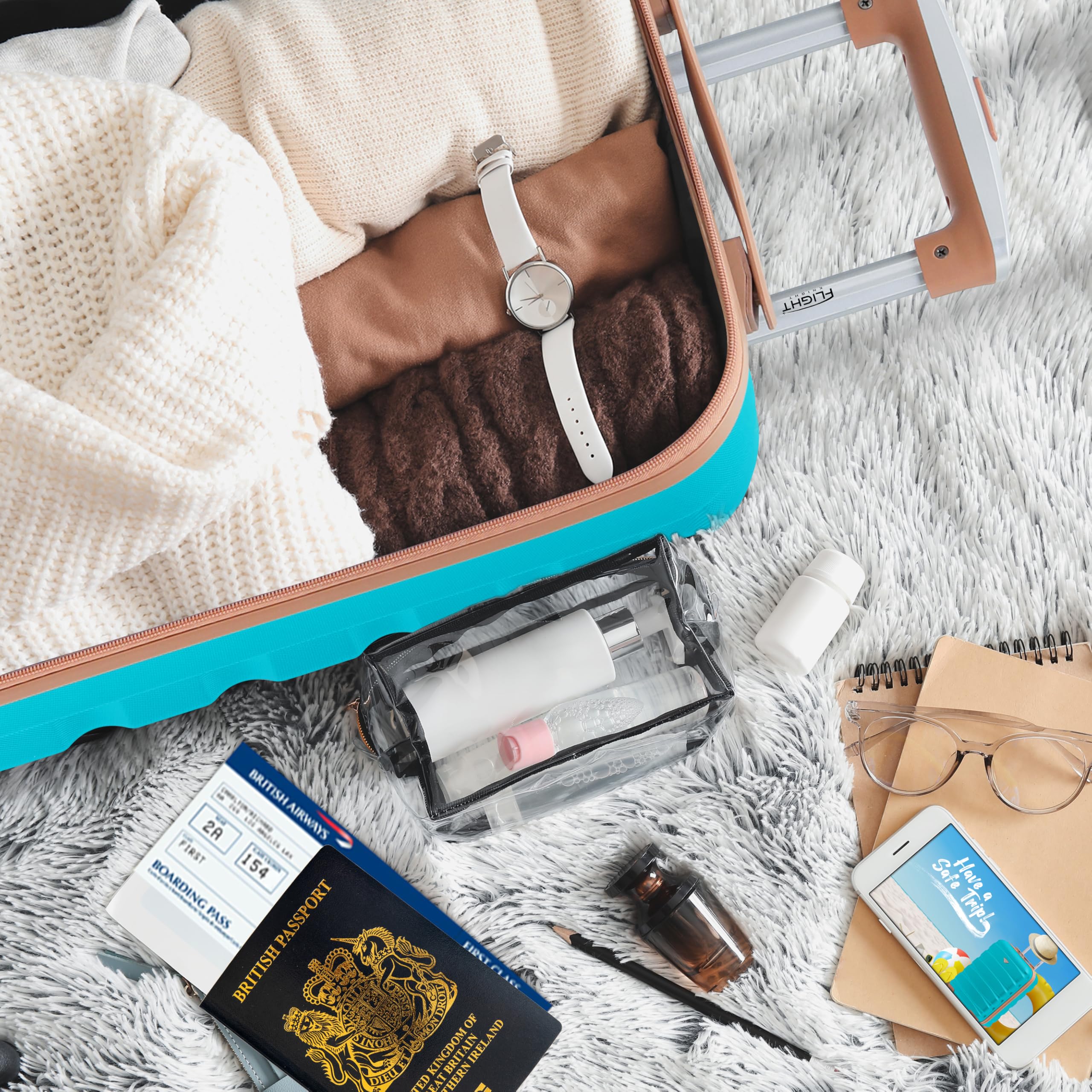 Flight Knight Cabin Suitcase 55x35x20, Carry On for Over 100 Airlines Like Ryanair, EasyJet, British Airways, Virgin Atlantic Lightweight Small Durable Cabin Bag, ABS Hard Shell, Hand Luggage