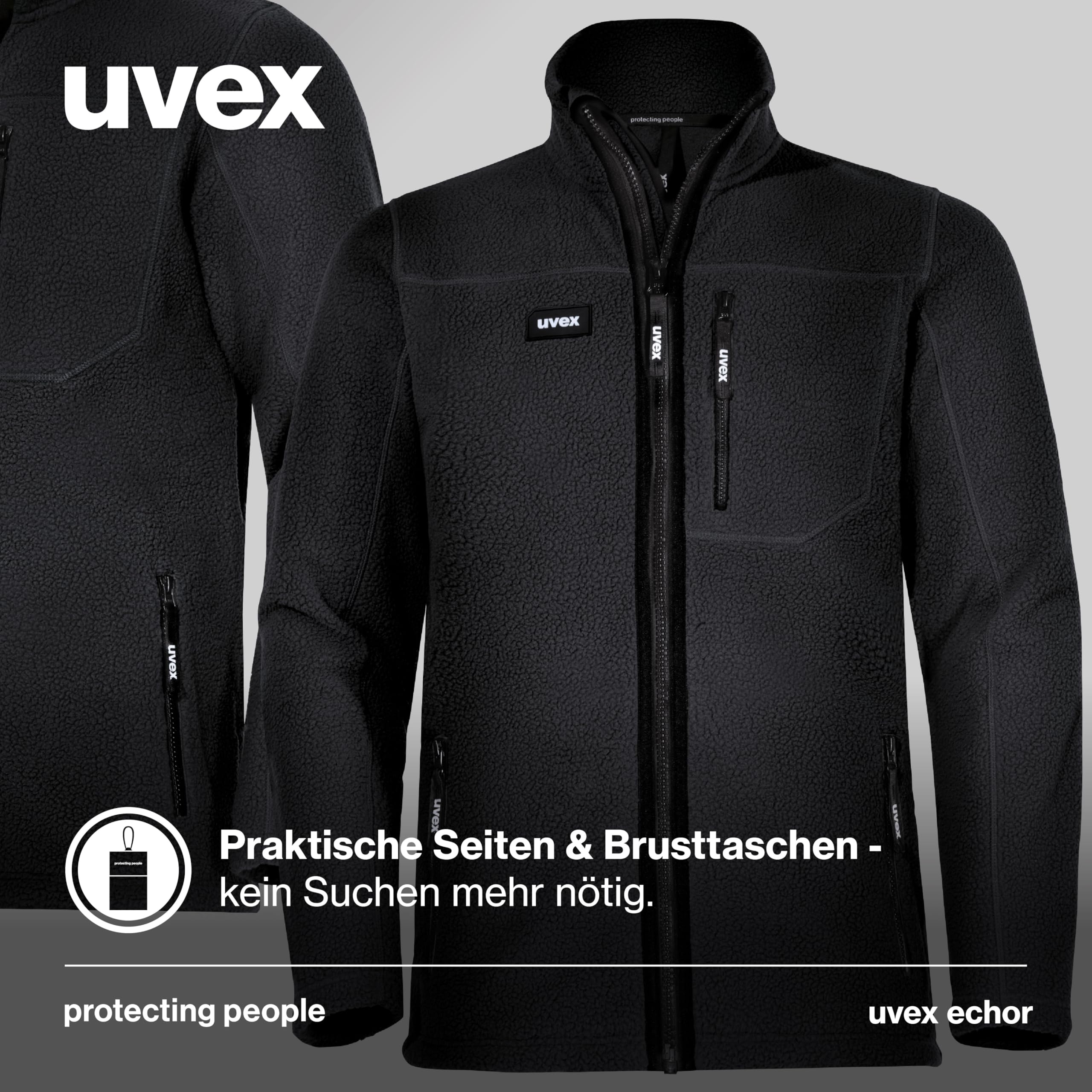 Uvex Echor kurtka polarowa, męska kurtka robocza, kurtka outdoorowa z polarem Sherpa