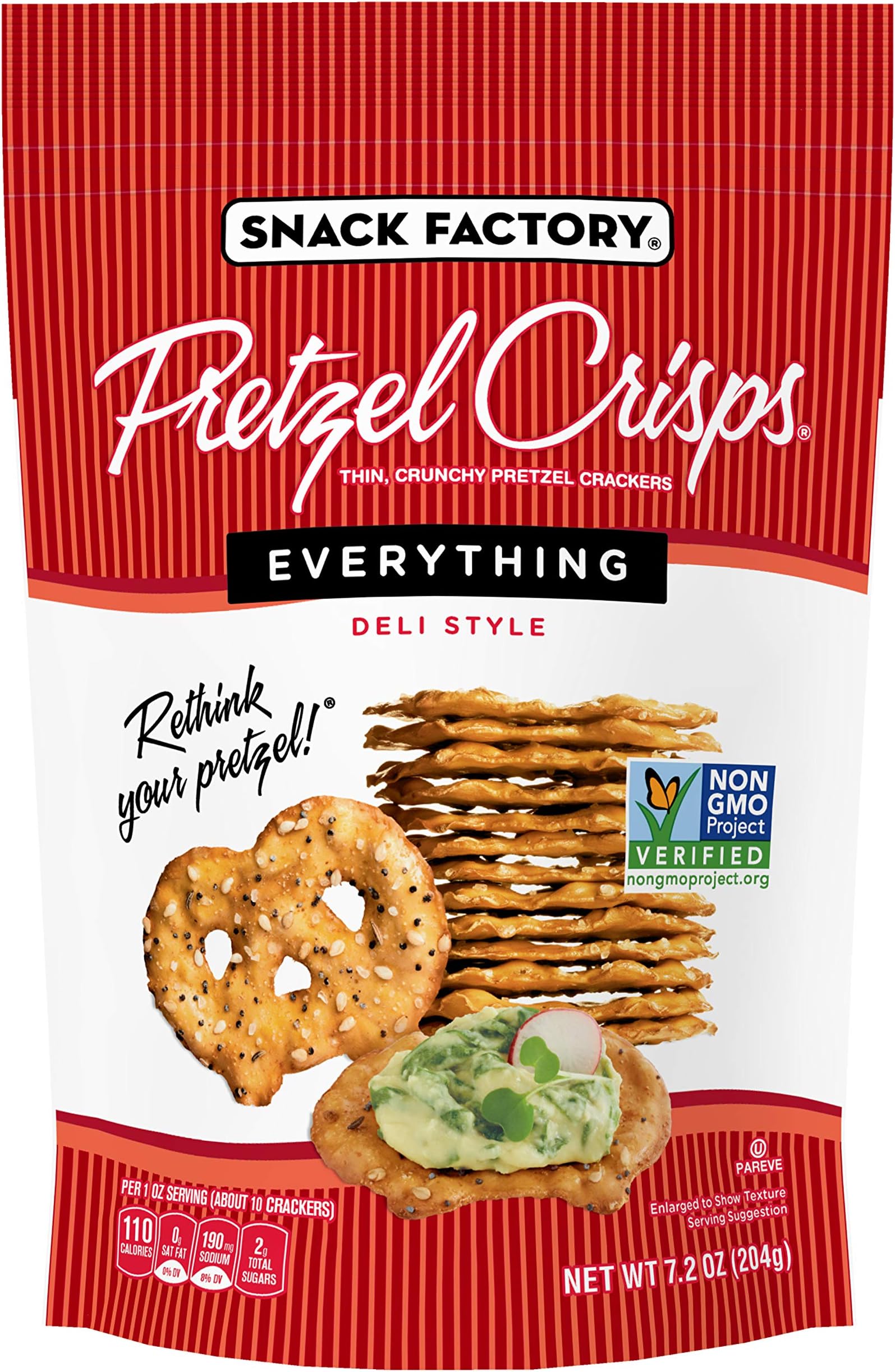 Snack Factory Pretzel Crisps, Everything, 7.2 Oz Bag