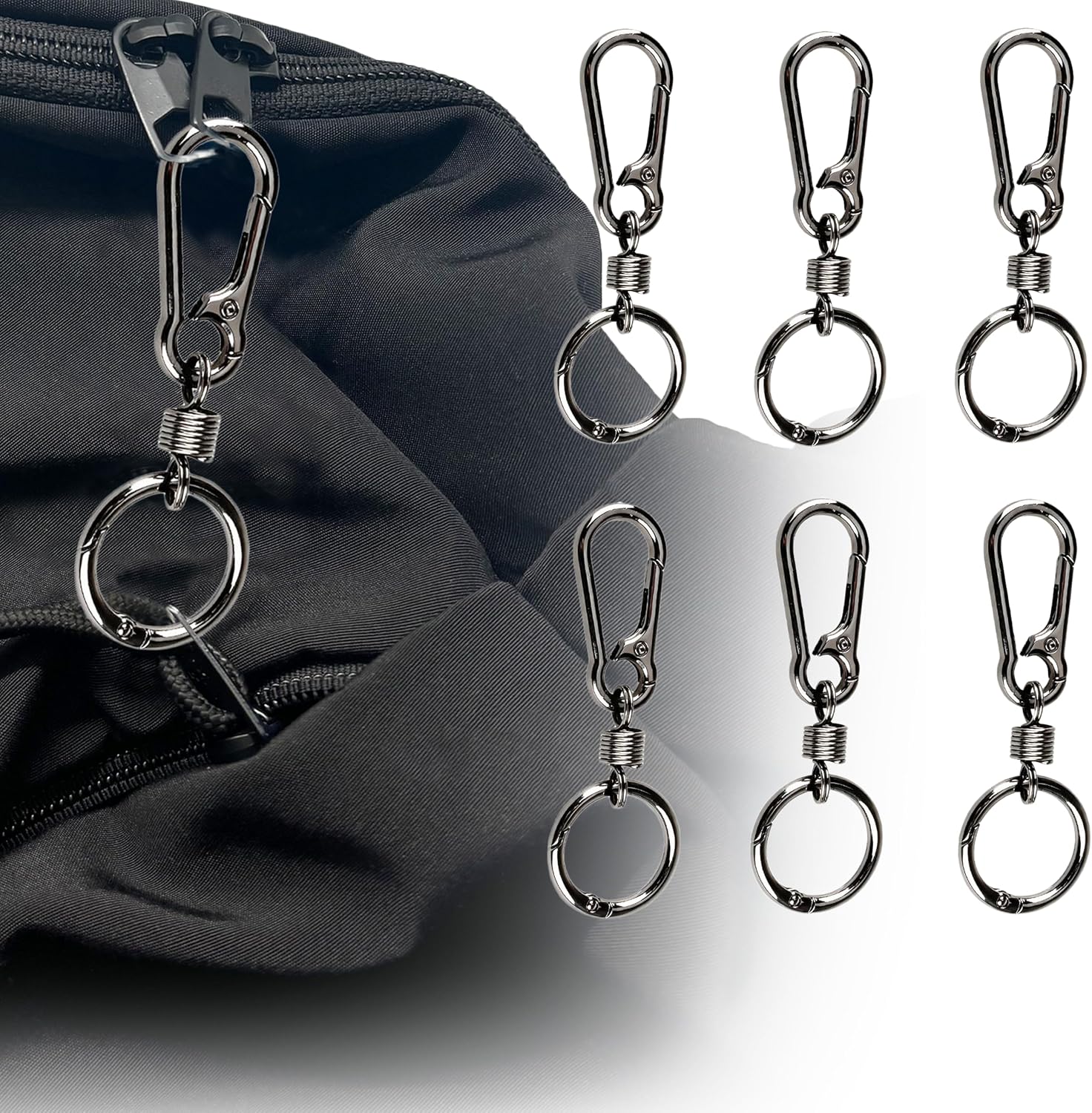Anti Theft Zipper Clips 6 Pack, Backpack Zipper Lock for Travel, Double Opening Security Clips for Luggage, Suitcase, Purse and Backpack, Anti Pickpocket Travel Accessories, Black