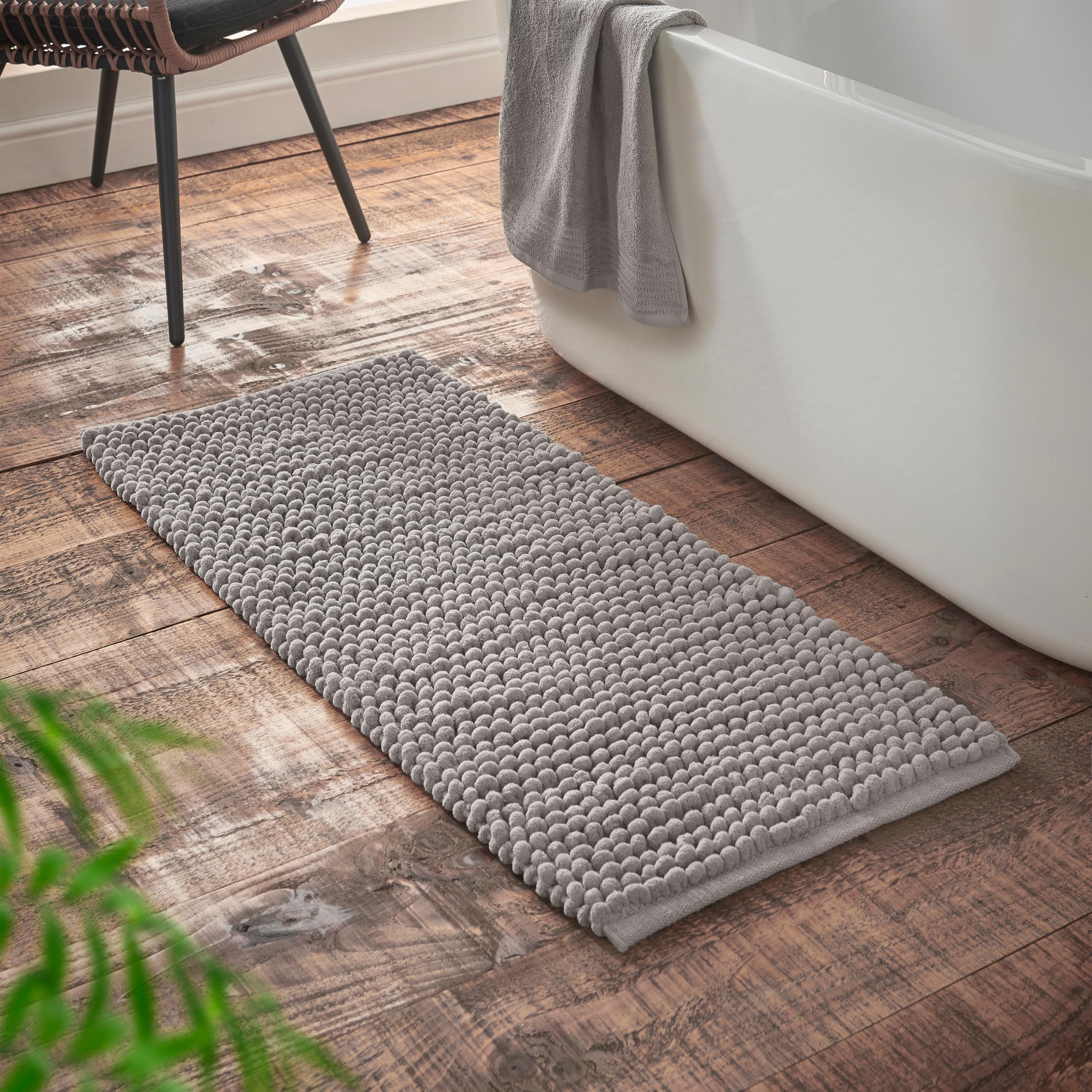 Bianca Grey Aspen Bobble Bath Mat - Bath Mat 50 X 120 Cm