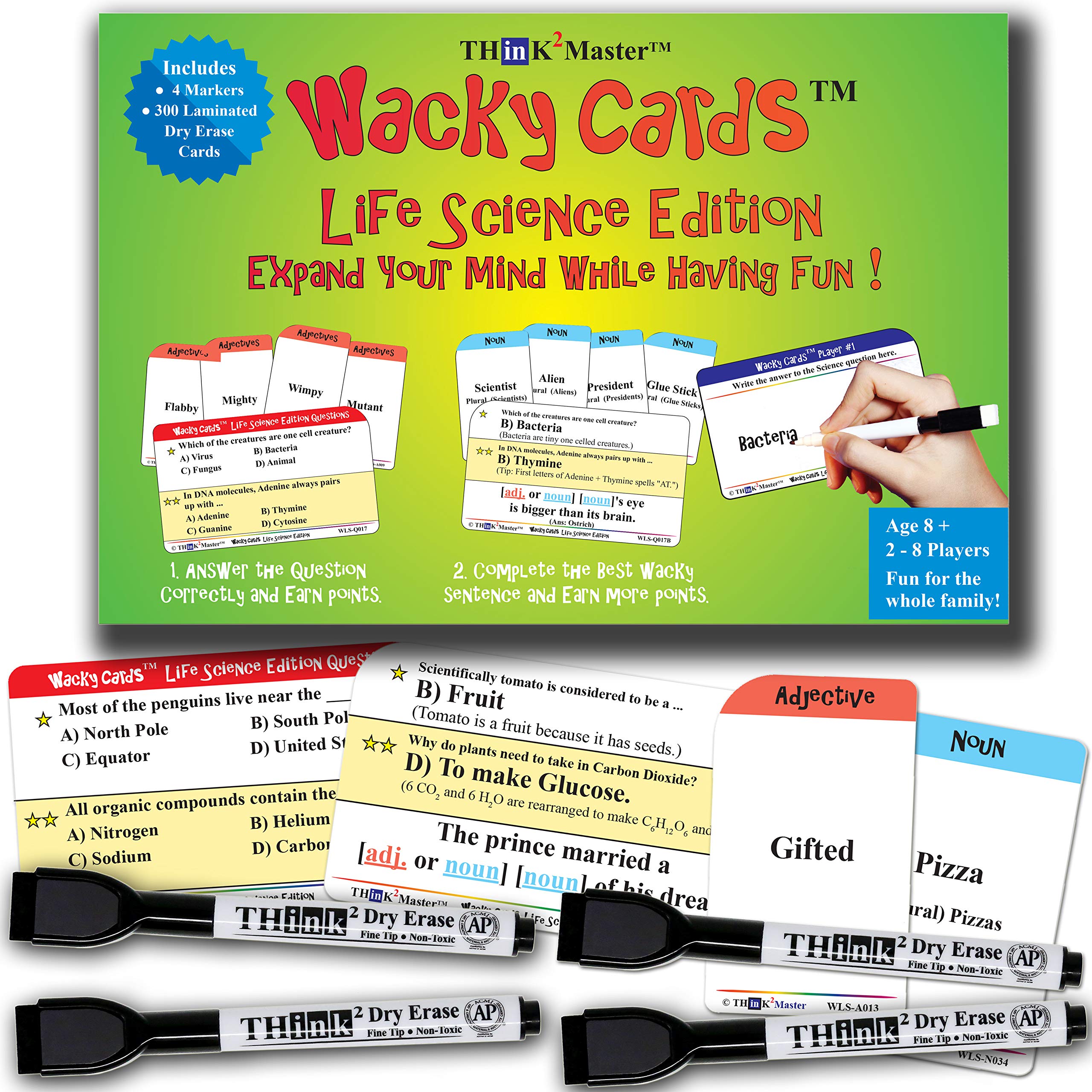 Buy THINK2MASTER Wacky Cards Life Science. Science Card Game for