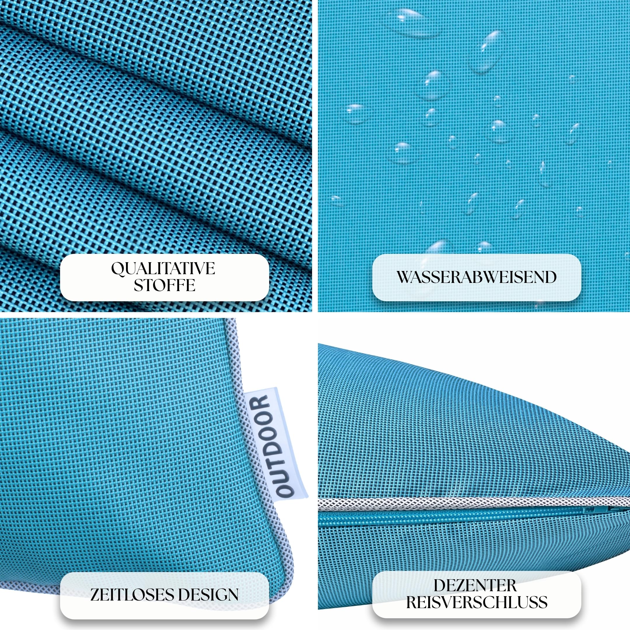 Brandsseller Set de 2 Cojines de Exterior 45x45 cm – Cojines Decorativos Impermeables con Ribete – Resistentes a la Intemperie para Jardín, Sofá, Balcón y Terraza – Azul Agua