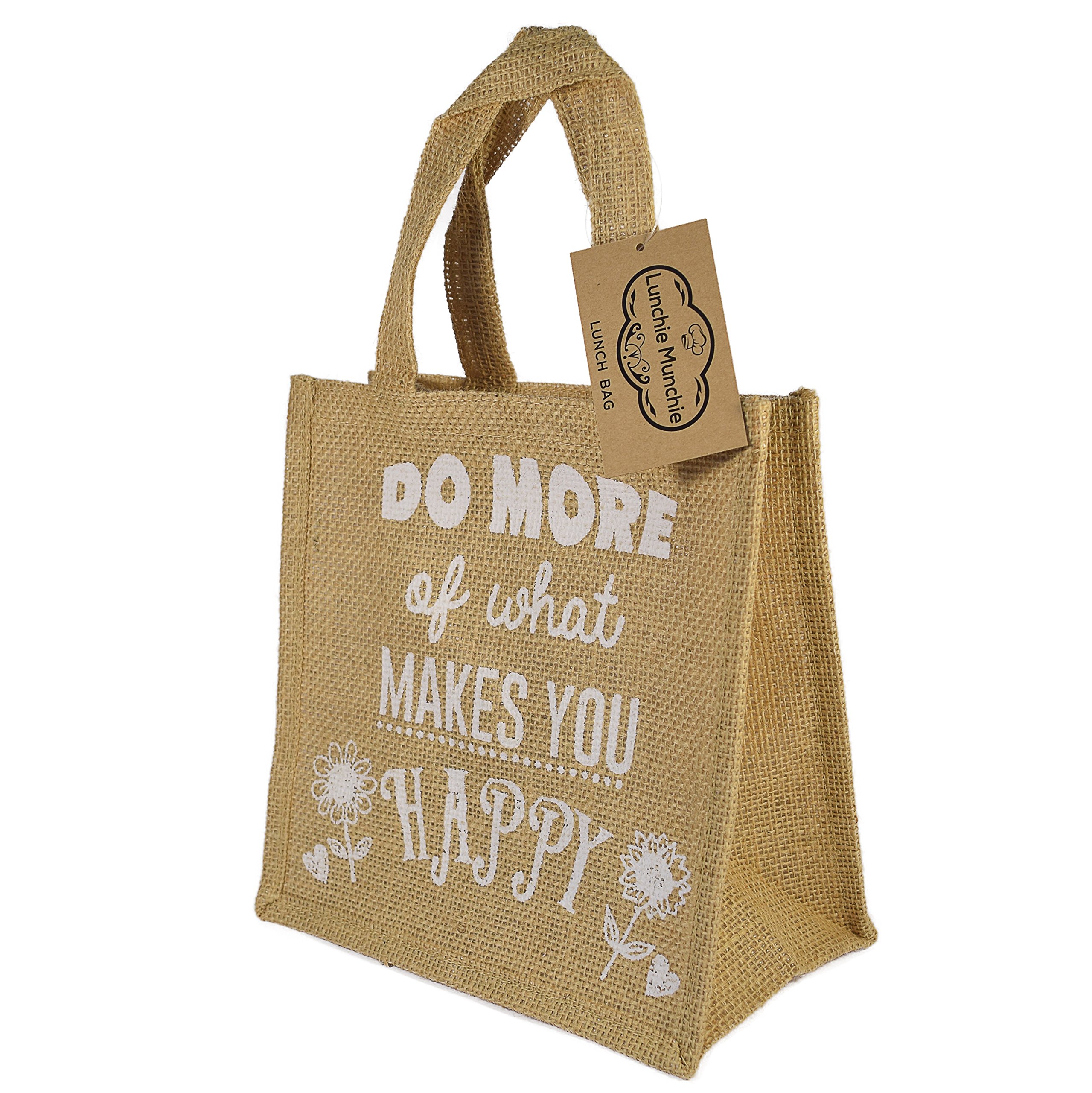 Eco Lunch Bag - Beige" Do More of What Makes You Happy"