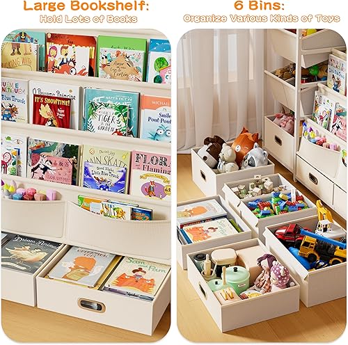 Miniatura 3 de Estantería para niños y almacenamiento de juguetes, estante para libros para habitaciones de niños, estantería para bebés para guardería,