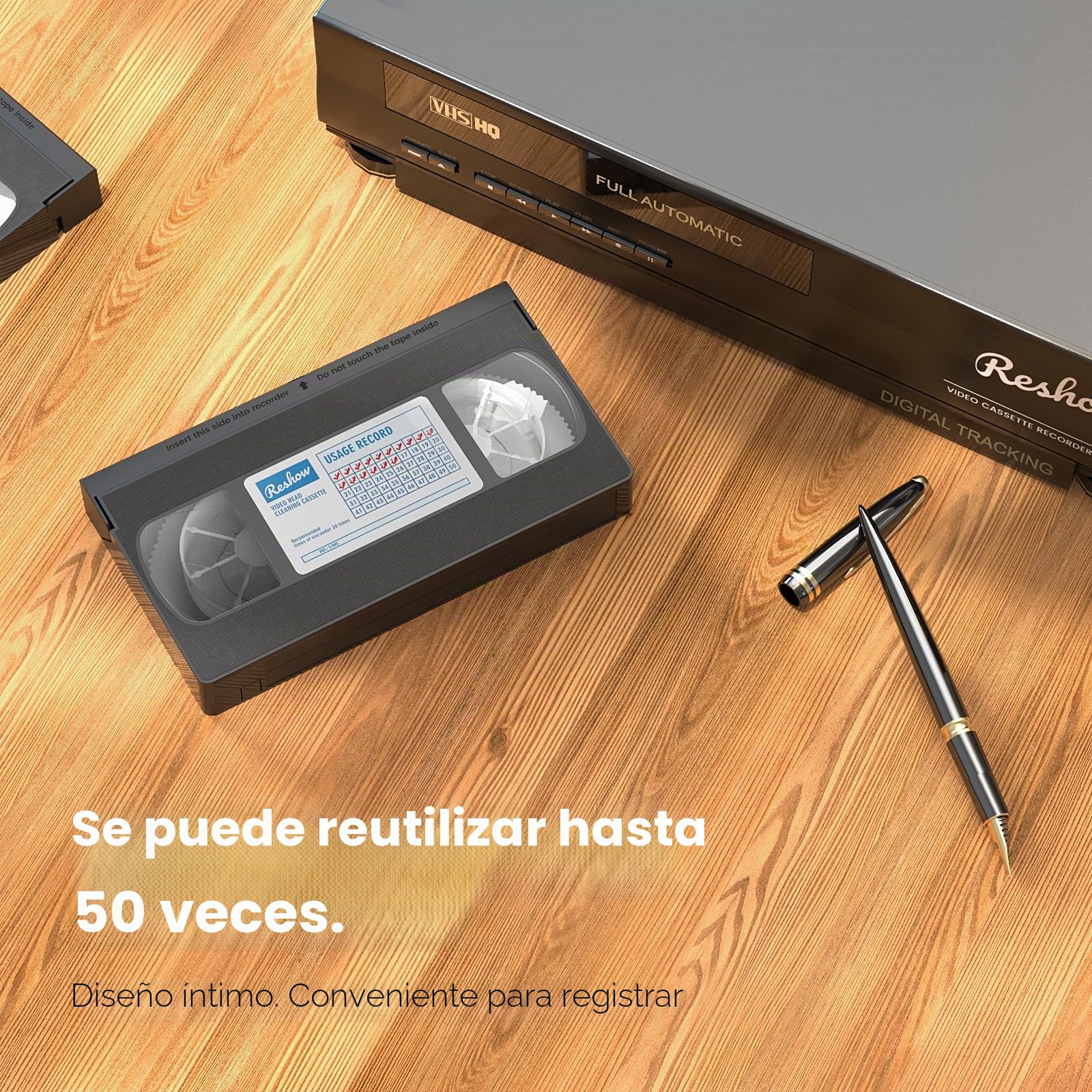 Reshow VCR Head Cleaner/VHS Head Cleaner – Limpiador de cabezal de reproductor VHS y VCR en seco, no requiere líquido