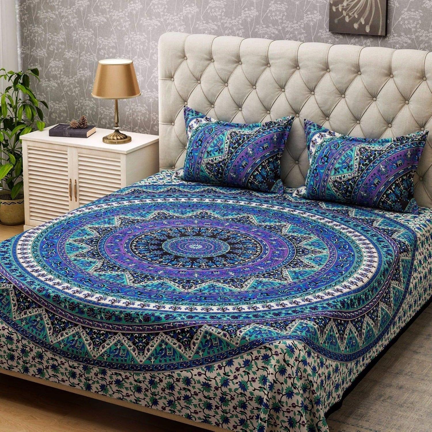 Amazon.co.jp アートボックス3点セット タペストリー 象の曼荼羅タペストリー ヒッピータペストリー 寮の部屋装飾 クイーンサイズ