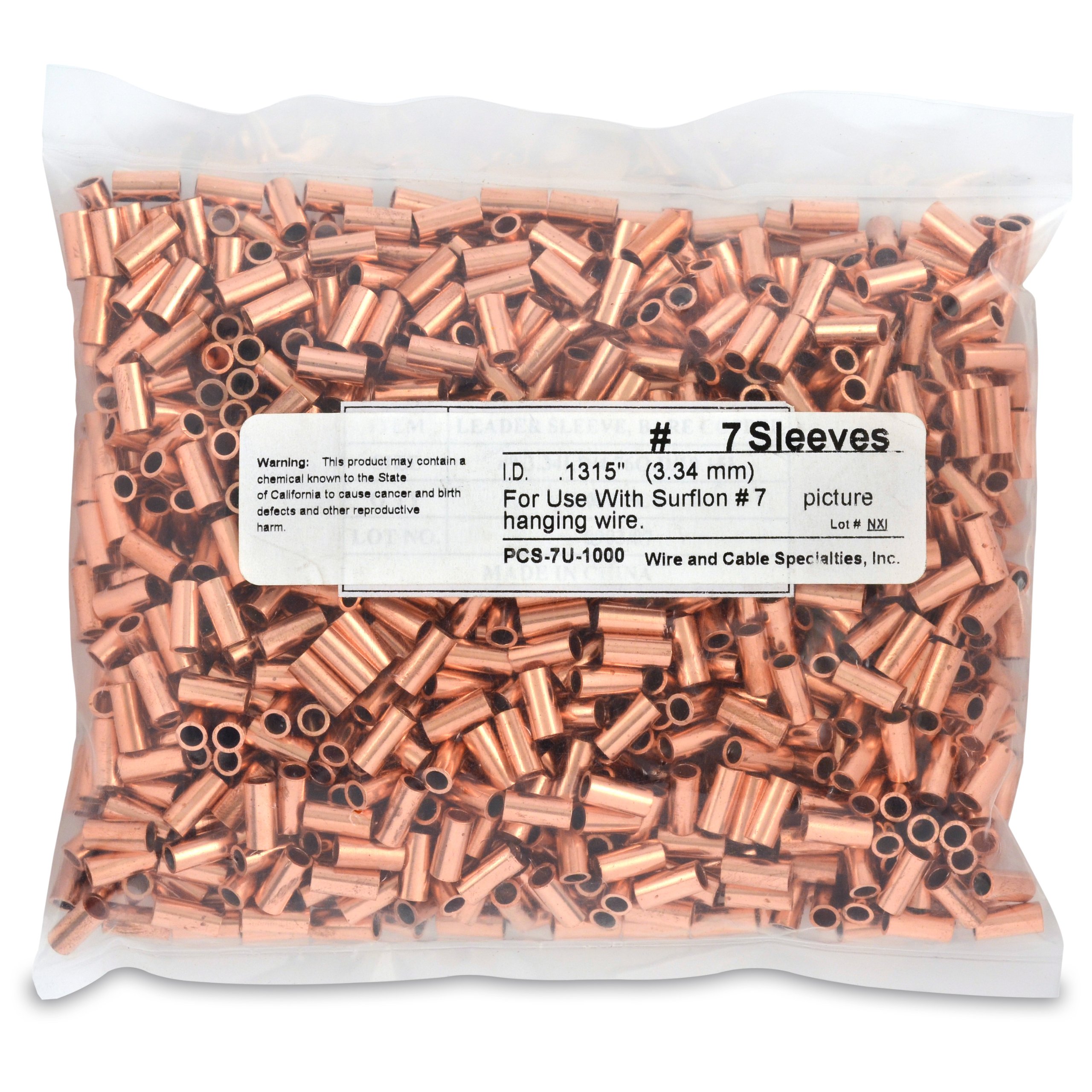 Surflon Size 7-1000-Piece Picture Wire Crimping Sleeves, Bronze