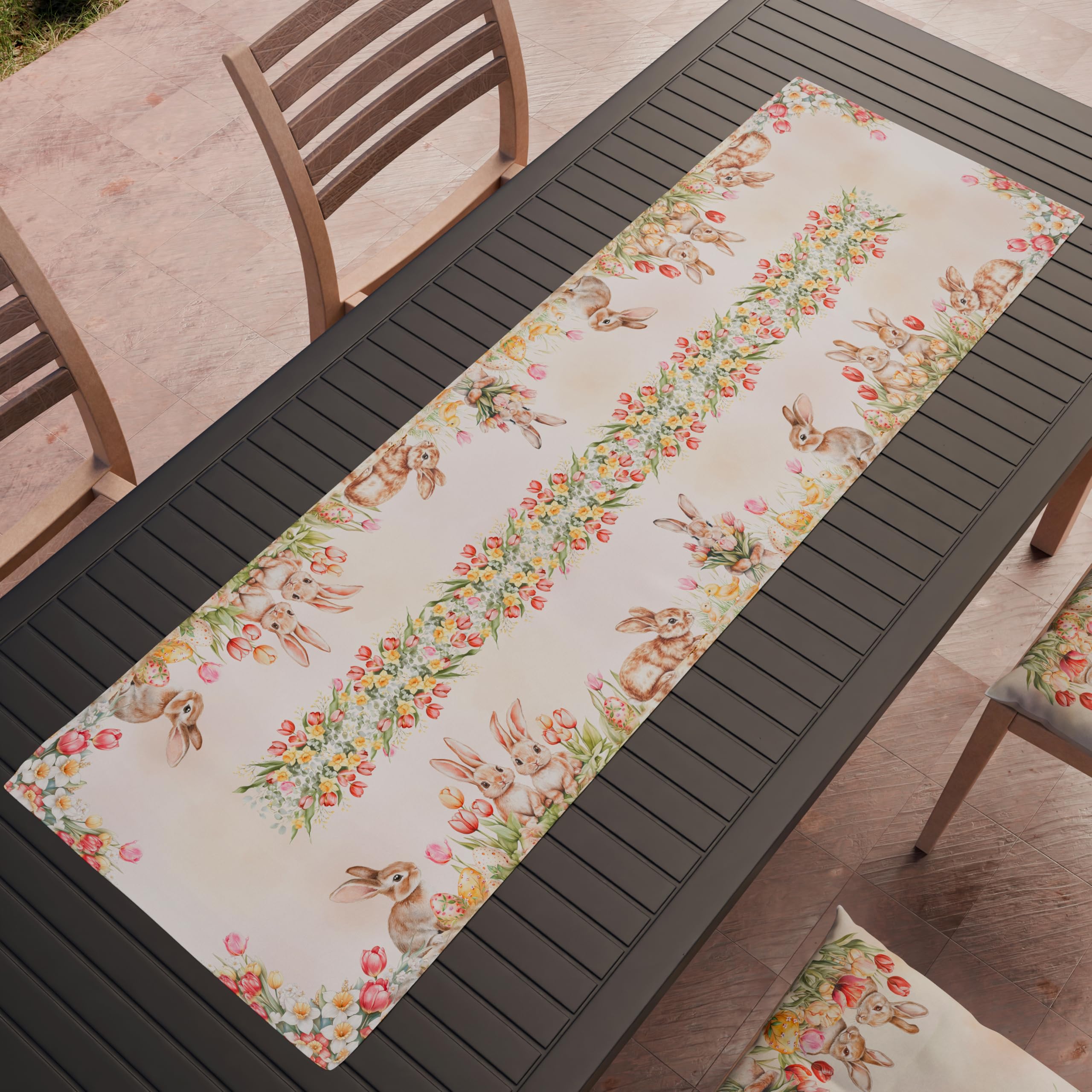 PETTI Artigiani Italiani - Easter Table Runner, Table Runner in Digital Print, 100% Made in Italy, Tulips, Runner Tavola 40x140 cm - Image 2