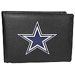 NFL Siskiyou Sports Mens Dallas Cowboys Bi-fold Leather, Wallet Large Logo One Size Black