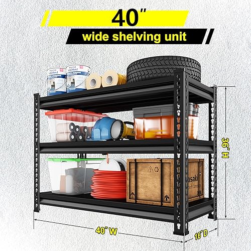 Miniatura 3 de Estantes de garaje utilitarios resistentes  40 pulgadas de ancho 1,350 libras de acero de metal industrial estantes de almacenamiento industriales