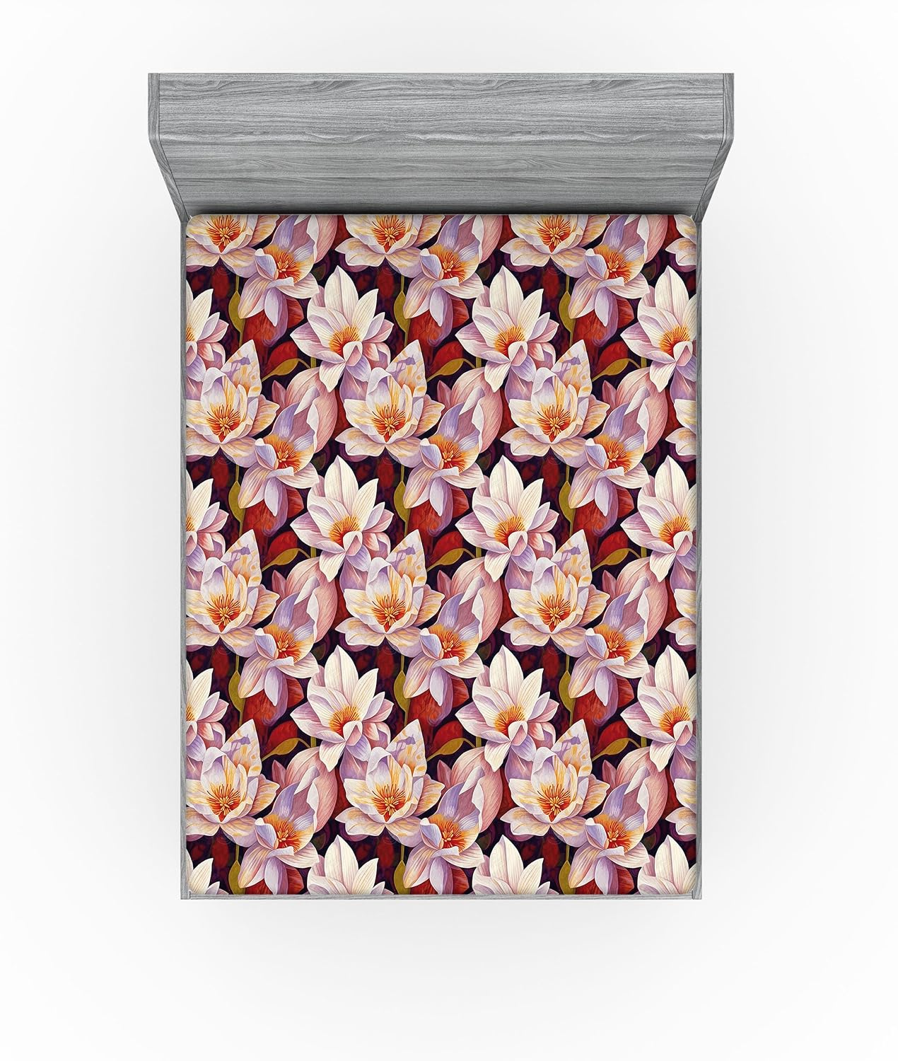 Ambesonne Forest Fitted Sheet, Tropical Inspired Outlines of Jungle Boho with Flowers and Leaves Art, Decorative Soft Fabric Bedding All-Round Elastic Pocket, Queen Size, Teal and Almond Green