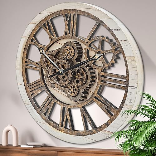 Miniatura 39 de HOIBAI Reloj de pared, relojes de pared grandes para decoración de sala de estar, 18 pulgadas, funciona con pilas, silencioso, sin tictac, moderno,