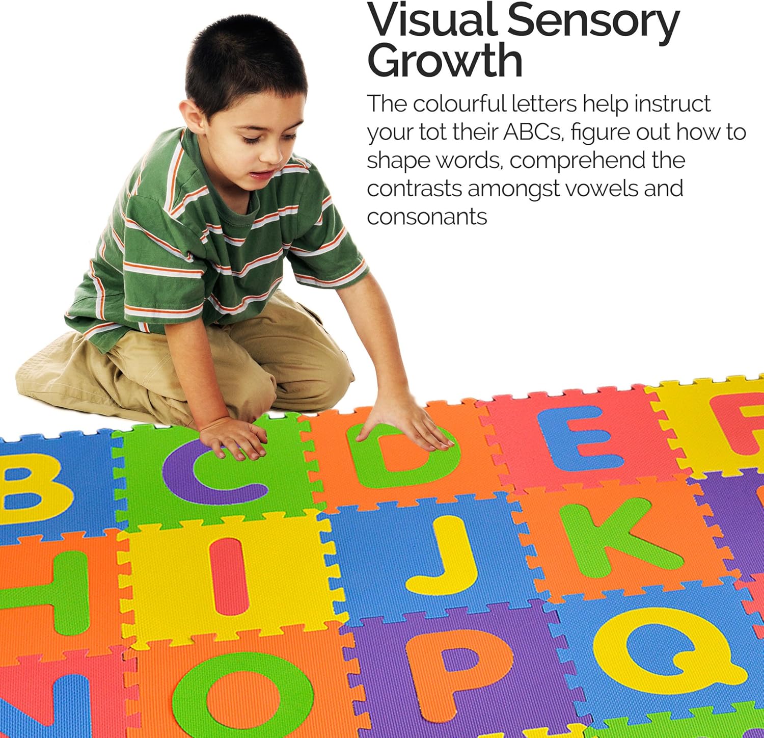 SAFEST Non Toxic Alphabet Puzzle Mat - THICKEST ABC + Numbers 0 to 9 Flooring Mat, 36 Tiles I Kids Learn & Play with Interlocking Puzzle Pieces