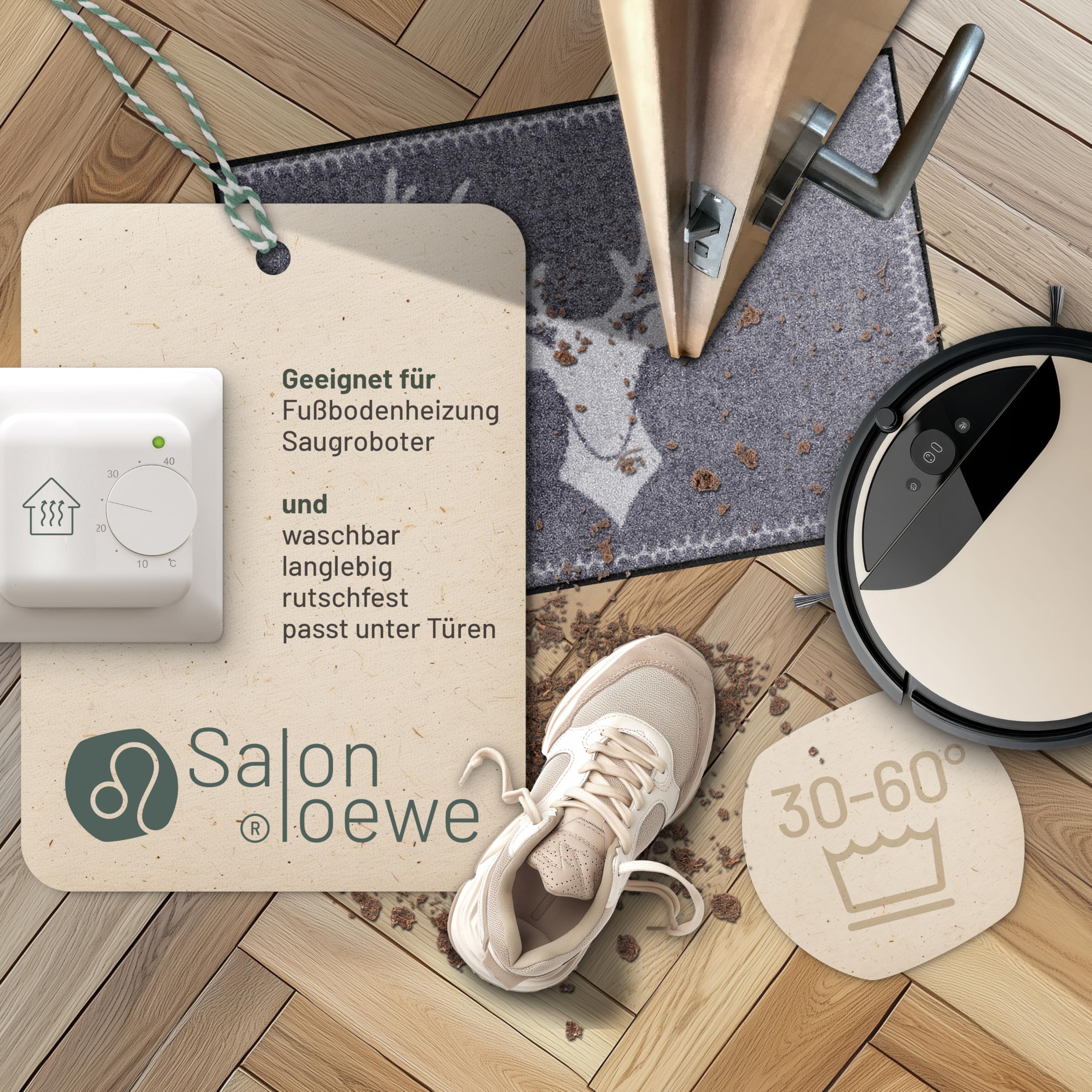Salonloewe Fussmatte Franz anthrazit I Schmutzfangmatte & Fußabtreter für Innen 50 x 75 cm