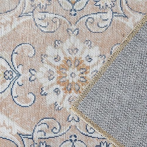 Vista 19 de jinchan Alfombra de pasillo lavable de 2 x 10 pulgadas, estilo vintage, envejecida, para interiores, delgada, tradicional, con estampado floral