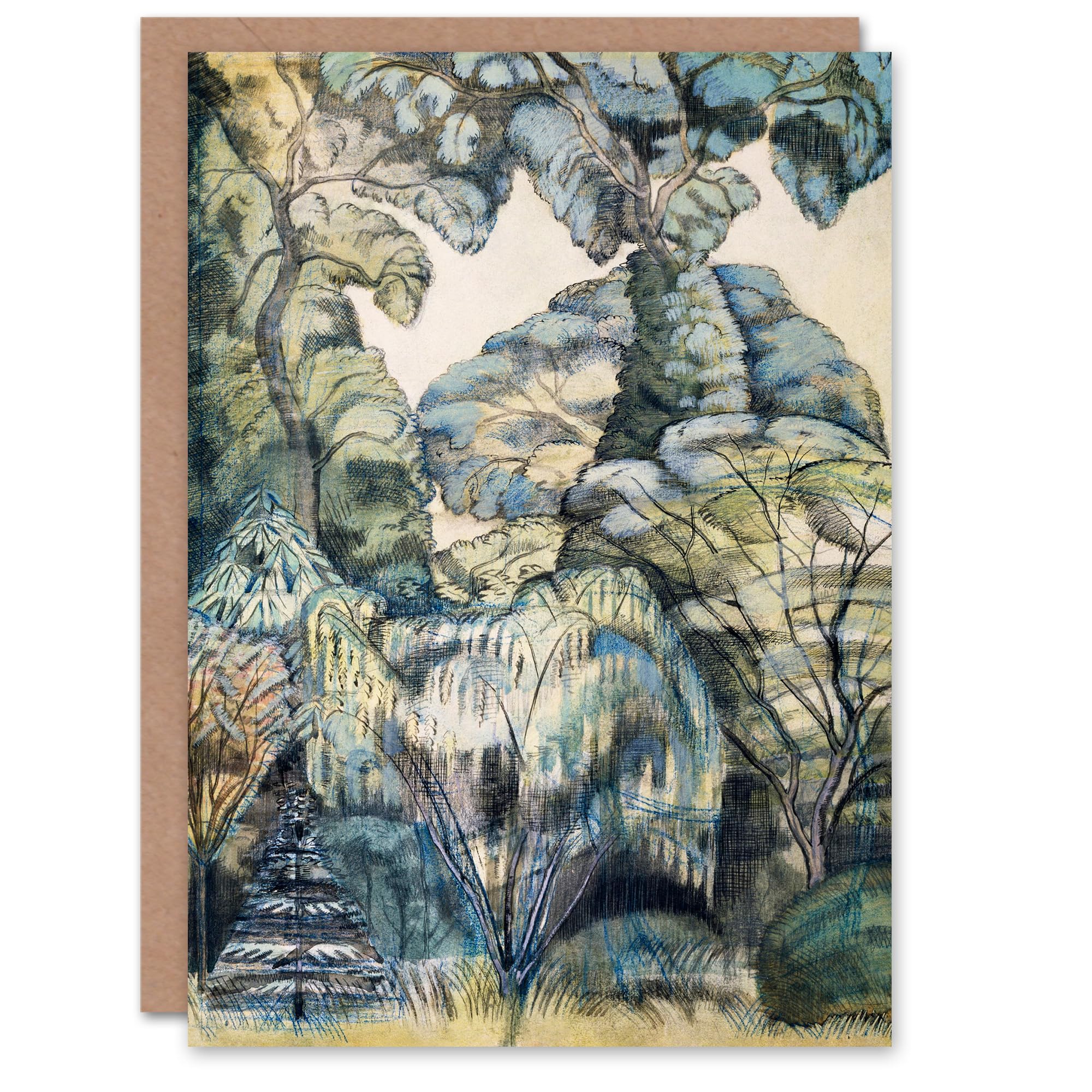 Artery8 Paul Nash Art Card Trees in Bird Garden Iver Heath
