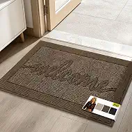 JSEI Door Mat 20"x 32",Absorbent Dirt Welcome Mat,Non-Slip Entryway Rugs Washable Indoor Entrance Mats,Low Profile Floor Mat for Entryway and Front Back Door,Brown