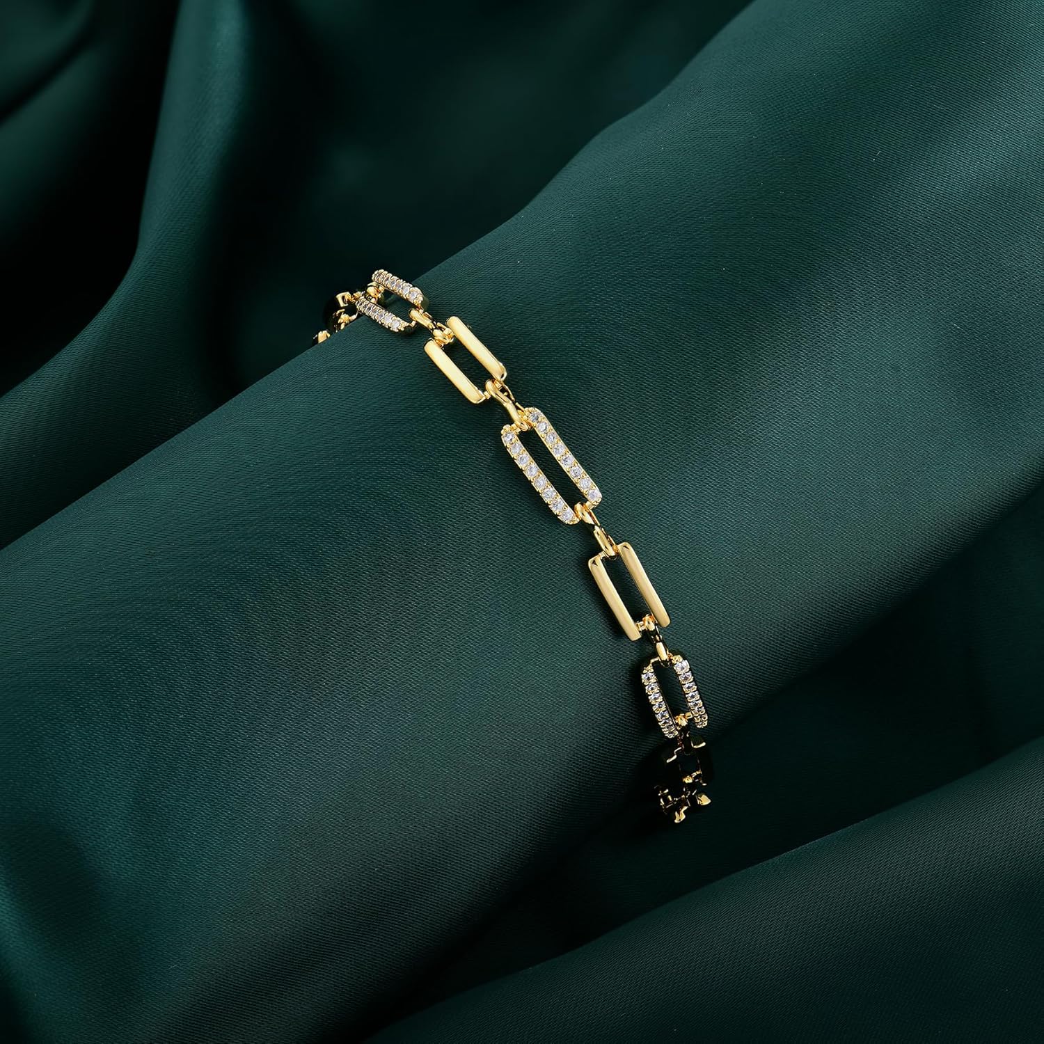 Fahonie Paperclip Chain Bracelet for Women 14K Gold-tone Dainty Chain Bracelet Jewelry Gift for Women - Image 5