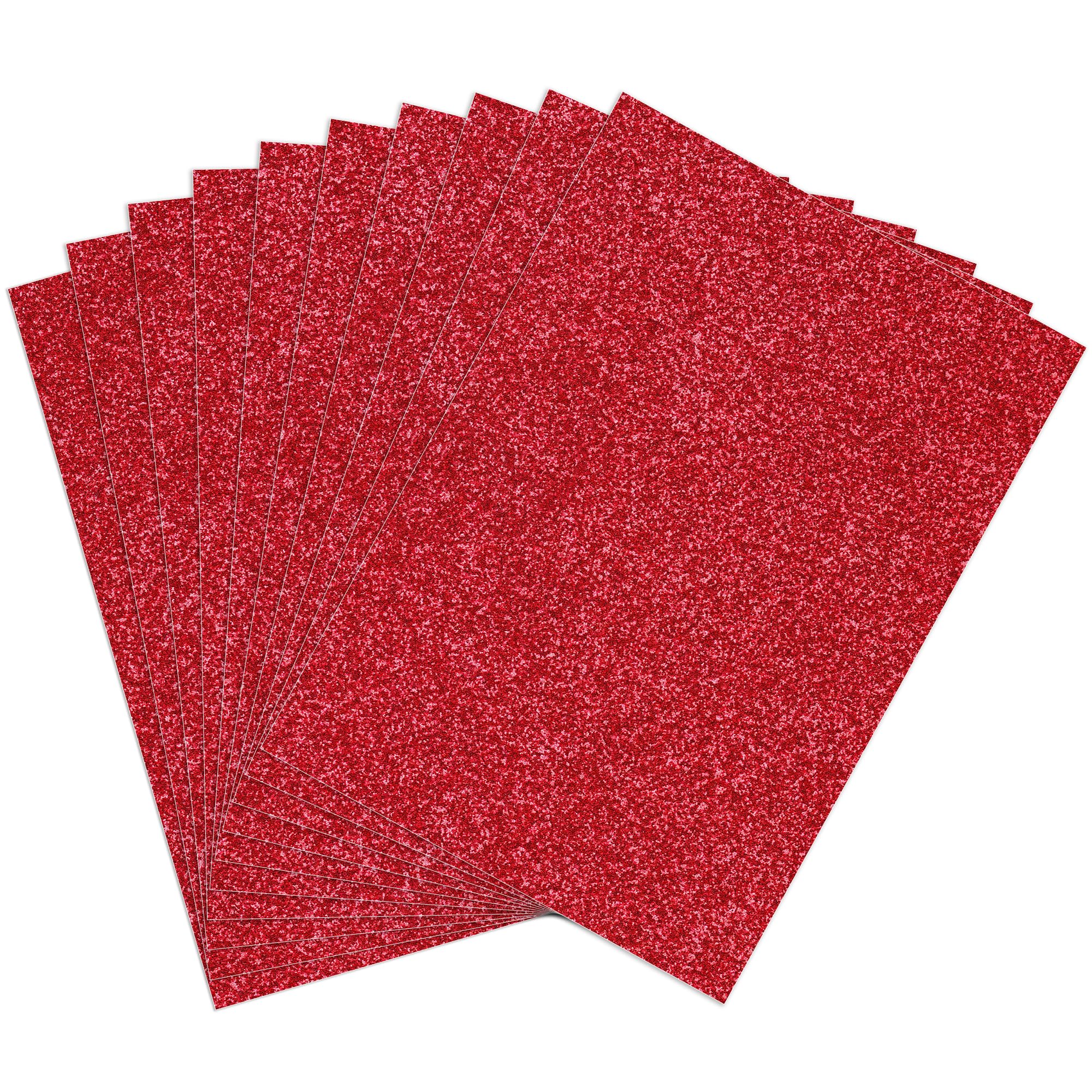 Premium 10-Pack A4 Red Glitter Card 350gsm by Blitz Craft, Extra Thick Double Sided Non Shed Glitter Cardstock for Cricut, Cake Toppers, Scrapbooking, Wedding Invitations & DIY Craft Paper Projects — image 1