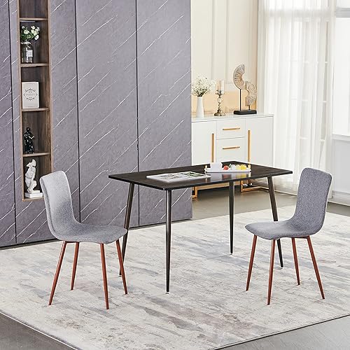 Miniatura 3 de Wonder Comfort Juego de 4 con patas de metal, sillas de comedor sin brazos de tela, asiento lateral, respaldo gris, gris