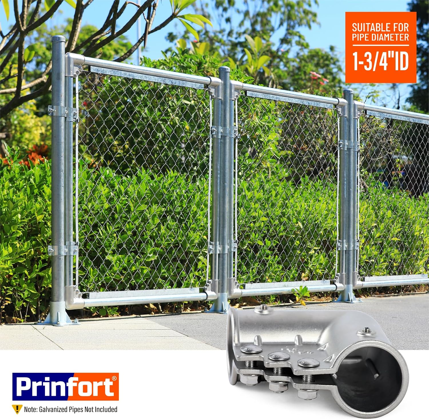 304 Stainless Steel 1-3/4" Chain Link Fence Gate Corners Brackets,90 Degree Chain Link Fence Gate Elbows Heavy Duty （Suitable Pipe Diameter: Φ1.65"-Φ1.75"）4Pack