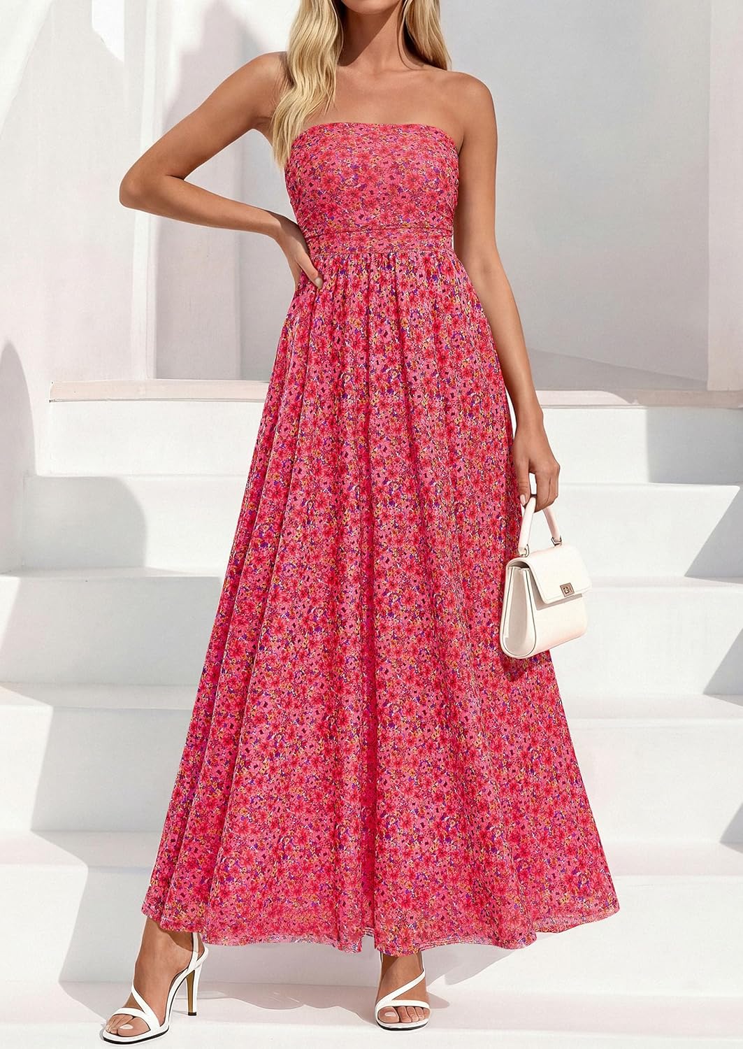 PRETTYGARDEN Womens Boho Maxi Dress 2026 Summer Floral Tube Strapless Spring Wedding Guest Cocktail Long Dresses - Image 7