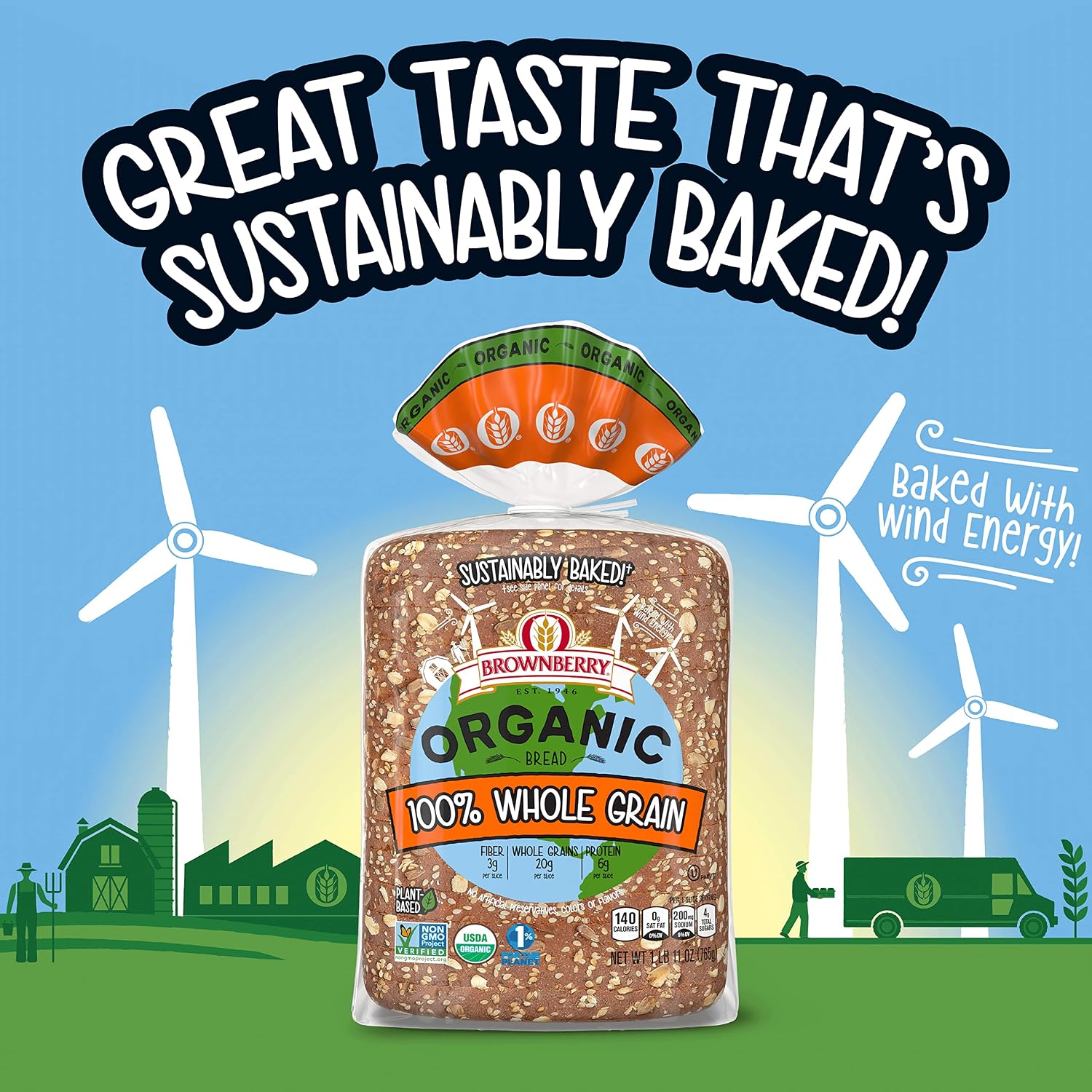 Brownberry Organic 100% Whole Grain Bread, Organic Bread Free From Artificial Colors, Flavors and Preservatives, 27 oz
