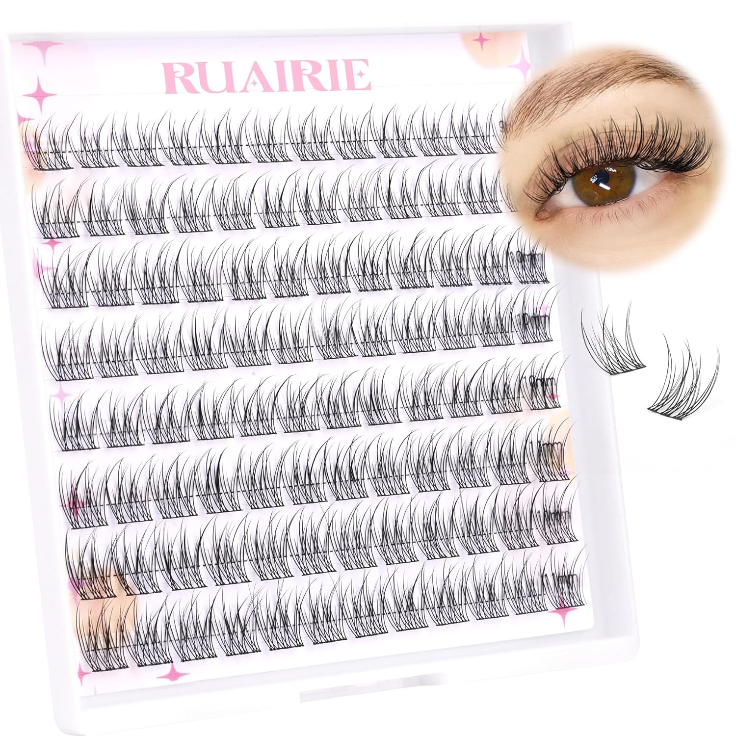 Lash Clusters Wispy Individual Lash Extensions Natural Cluster Lashes 9-11MM 96pcs DIY Eyelash Extension C-Curly Eyelash Clusters by