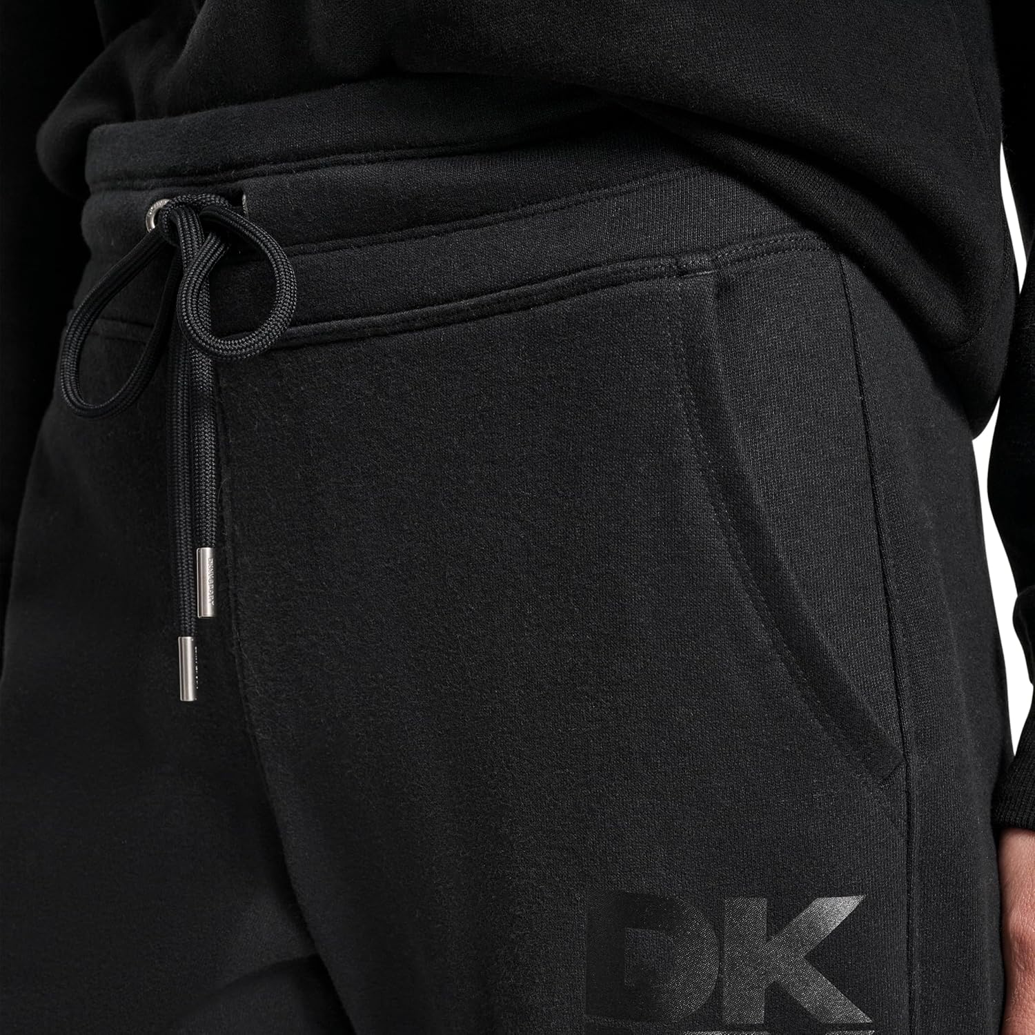 DKNY Womens Stacked Satin Logo Track Pant with Pockets - Image 4