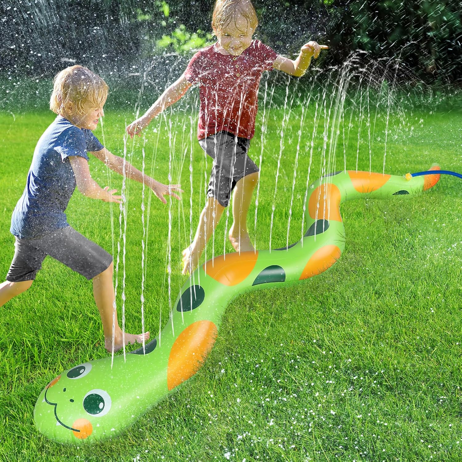 95" × 12" Extra Large Snake Sprinkler for Kids - Inflatable Kids Sprinkler for Yard, Toddler Water Outdoor Toys, Durable Splashing Fun Summer Toys for Garden Lawn, Attaches to Garden Hose