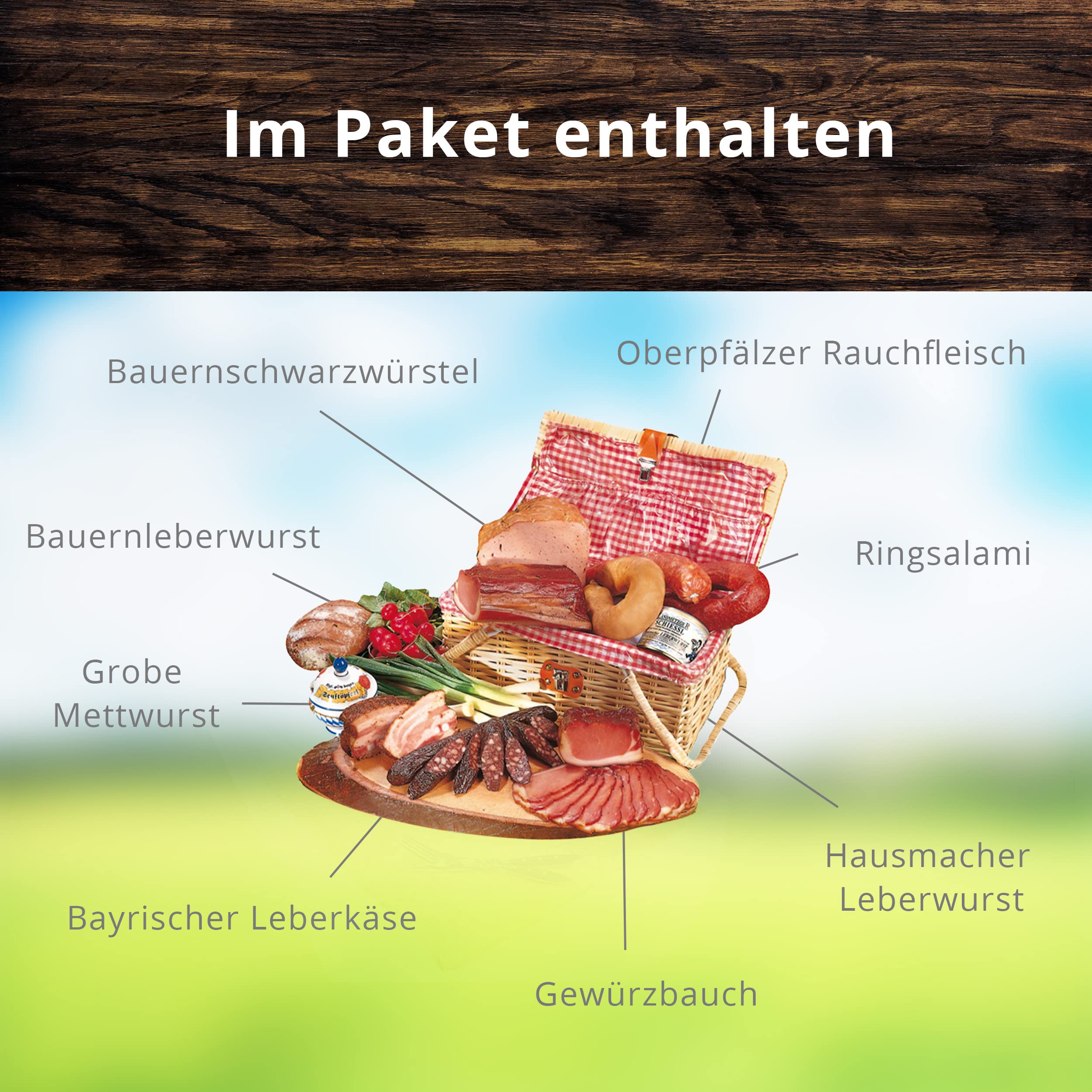 Landmetzger Paket 3000g – Landmetzgerei Schiessl | Hausmacher Wurstpaket glutenfrei & laktosefrei | Wurst, Schinken und Leberwurst Spitzenqualität aus eigener Schlachtung als Geschenkset