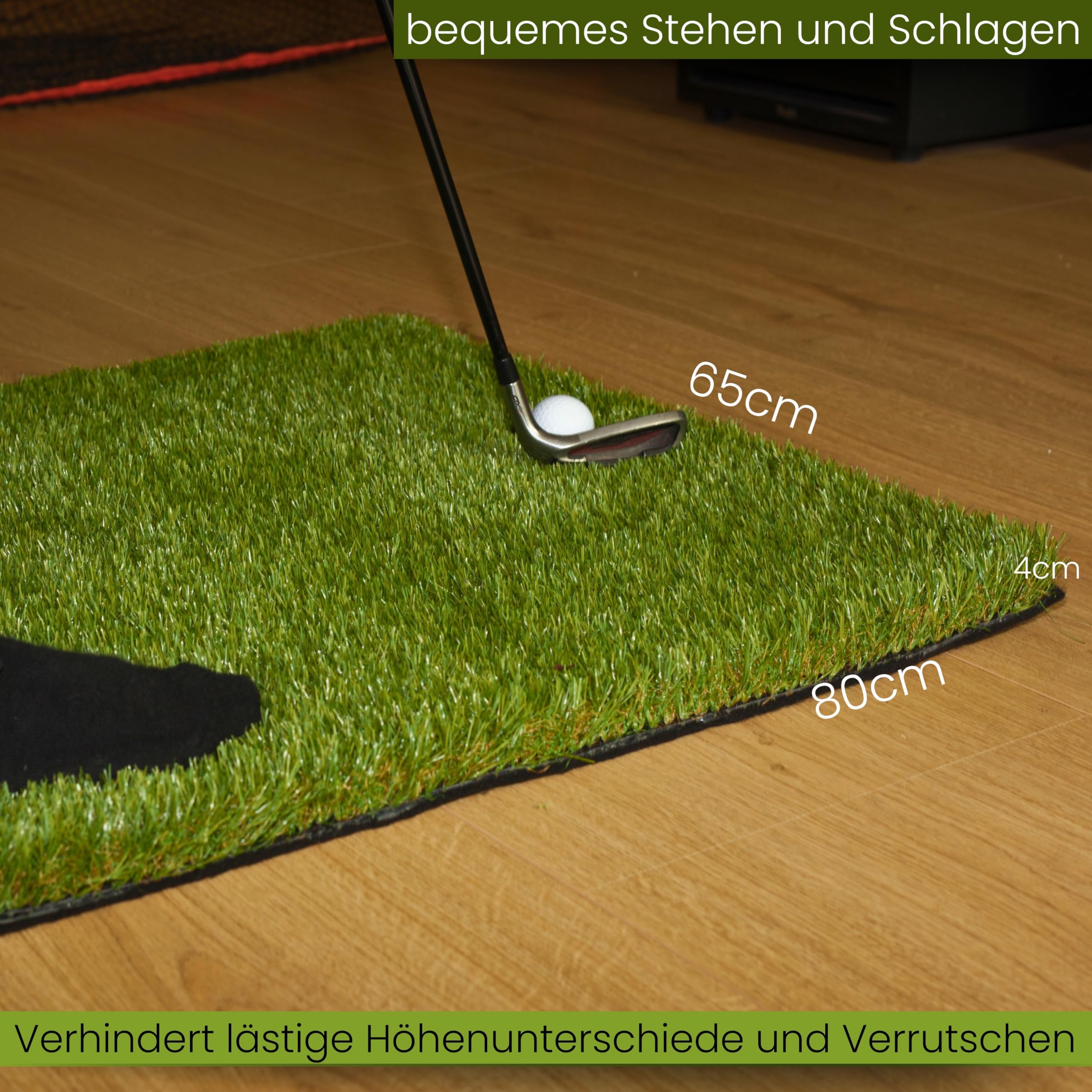 Golf Abschlagmatte 85 x 65 x 4cm, Indoor Outdoor, inkl. Tee + Teehalter verstellbar, tragbar, zusammenrollen, chippen, Driven