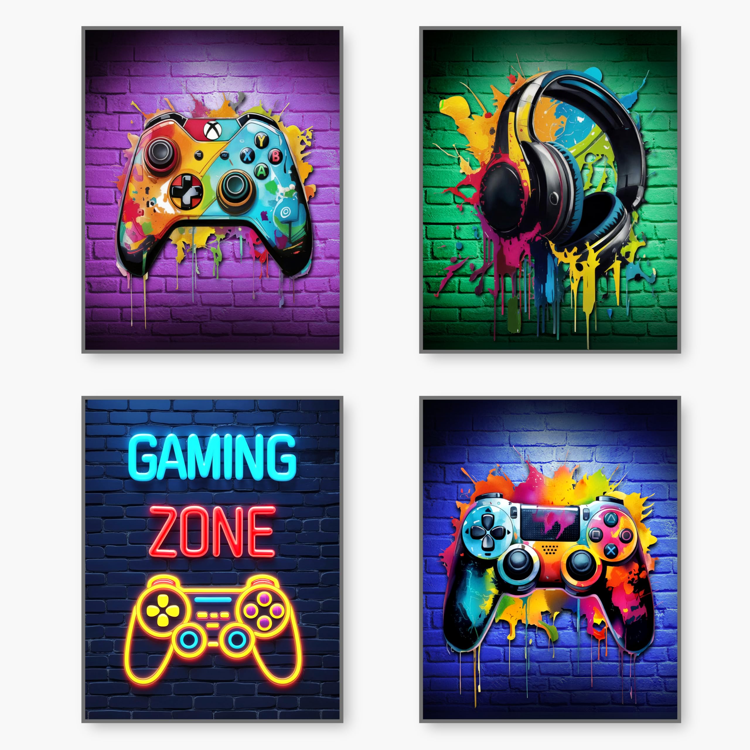 Pera Print Cool Gaming Room Poster, Video Game Poster, Game Room Sign Posters, Gaming Rooms Decor Kids Games Rooms Bedroom for Boys Home Decoration (