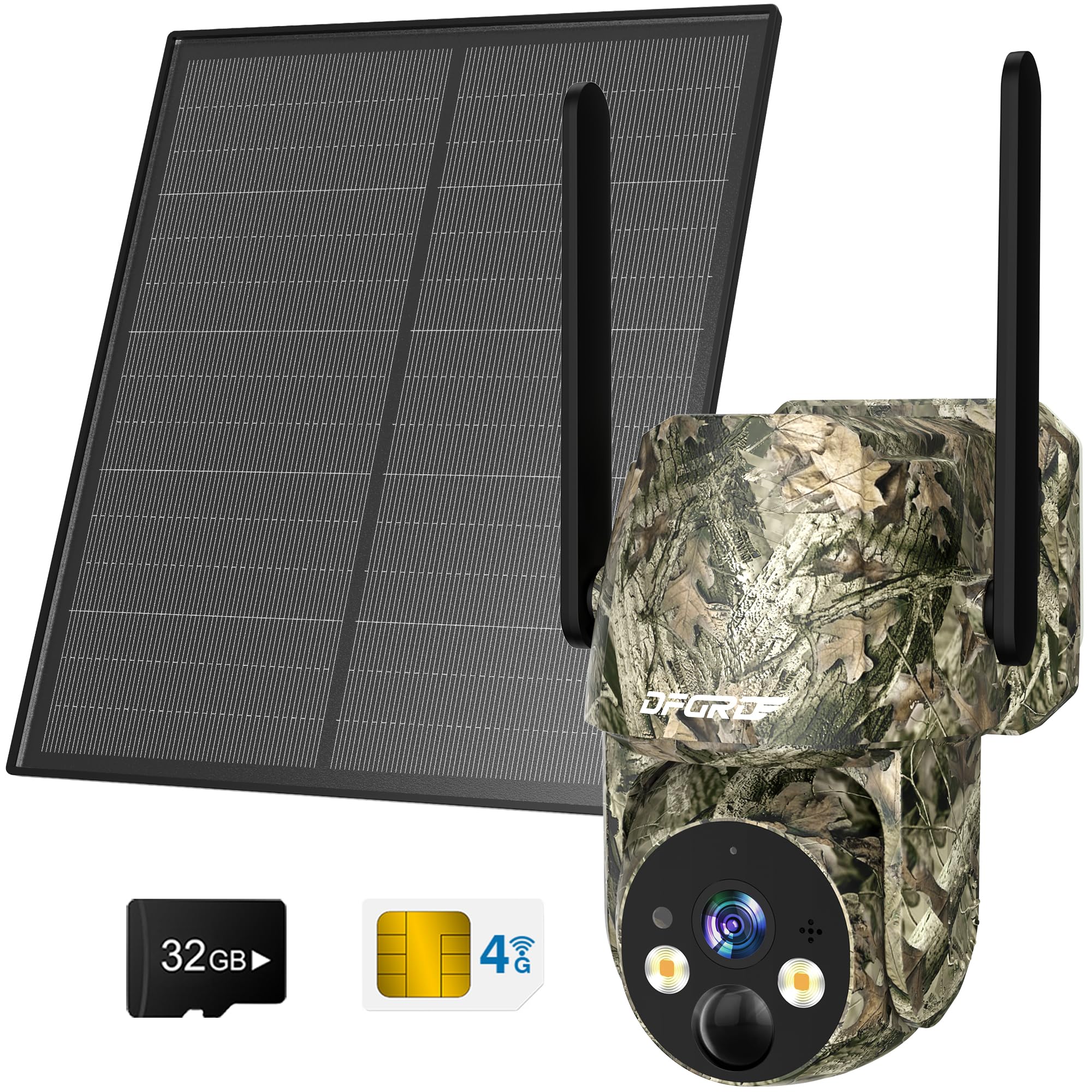 4G LTE Cámara de Vigilancia Exterior Solar con Tarjeta SIM, sin WiFi, 2K Camara Caza sin cables con Batería 10400mAh, Detección de Movimiento, 360° PTZ Visión Nocturna, Audio Bidireccional, IP66