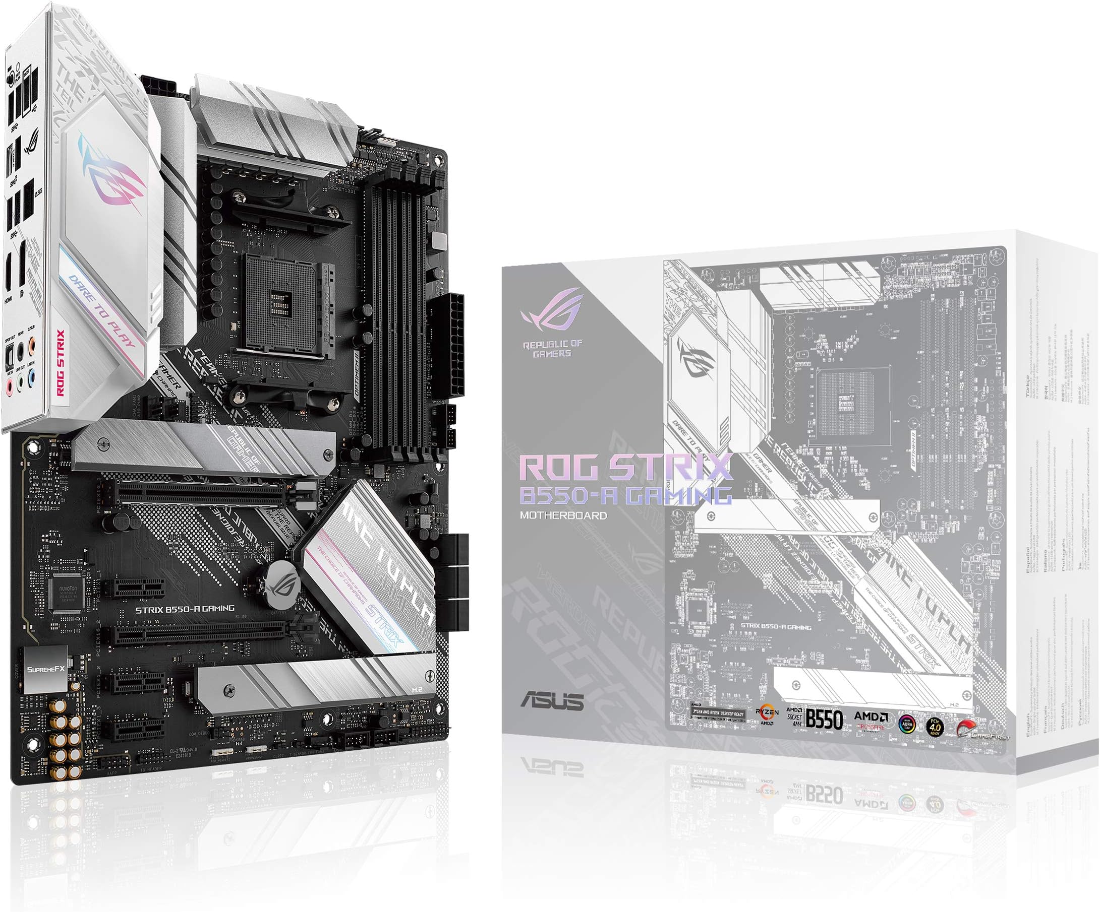 ROG Strix B550-A Gaming AMD ATX Motherboard with PCIe 4.0, 2.5Gb LAN, BIOS Flashback, Dual M.2 heatsinks, Aura Sync