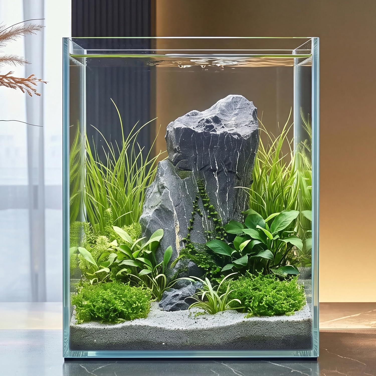 2.16 Gallon Glass Fish Tank, Low Maintenance Small Aquarium for Betta Fish, Snails, Shrimp & Aquatic Plants