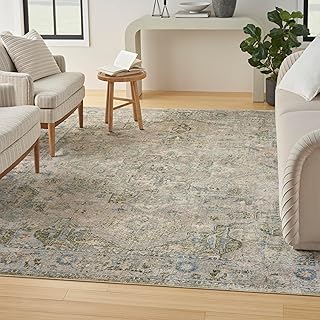 Nourison Home Home Astra Machine Washable 8' x 10' Fabric Blue Green Area Rug