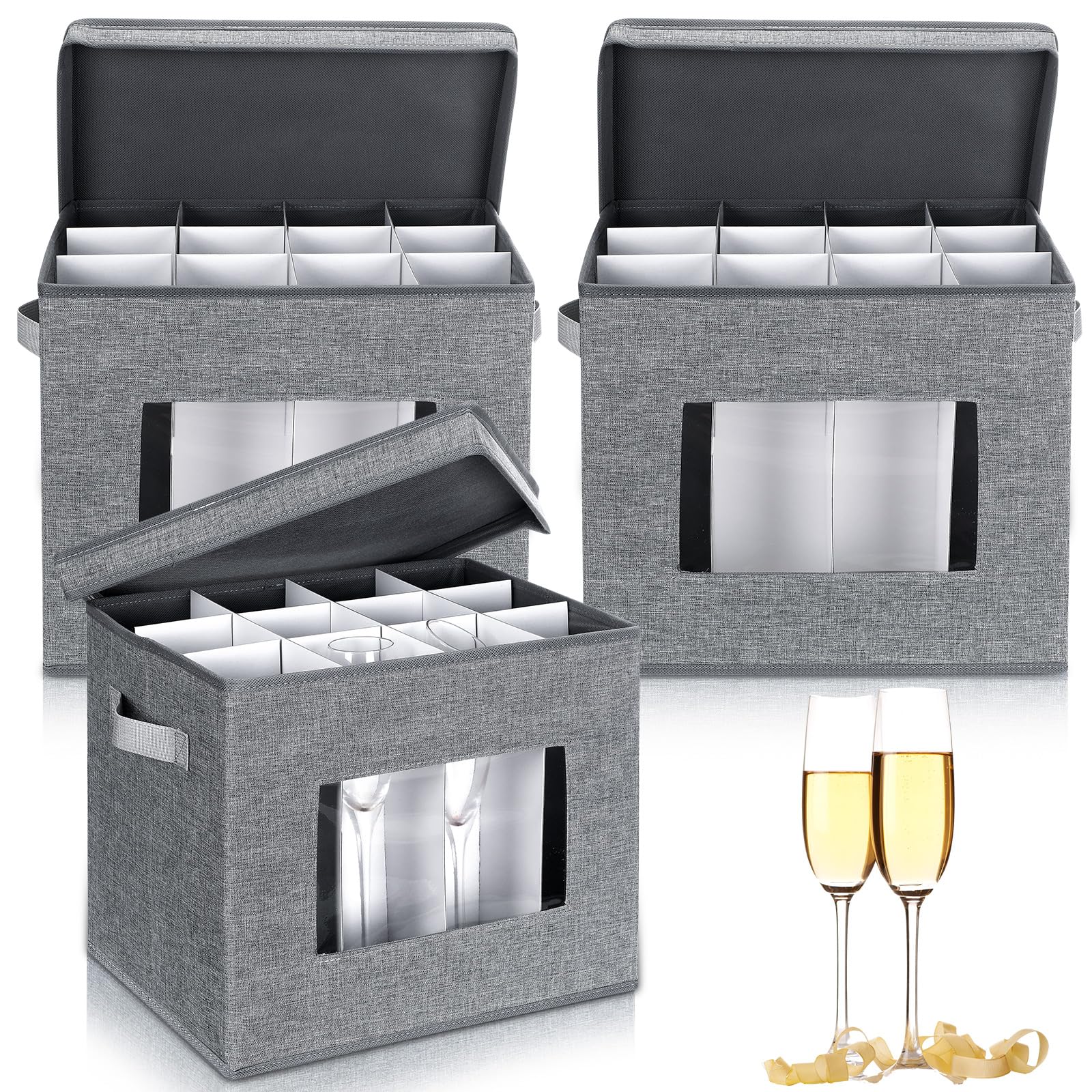 Amazon｜Norme ワイングラス収納ボックス 仕切り付き 12