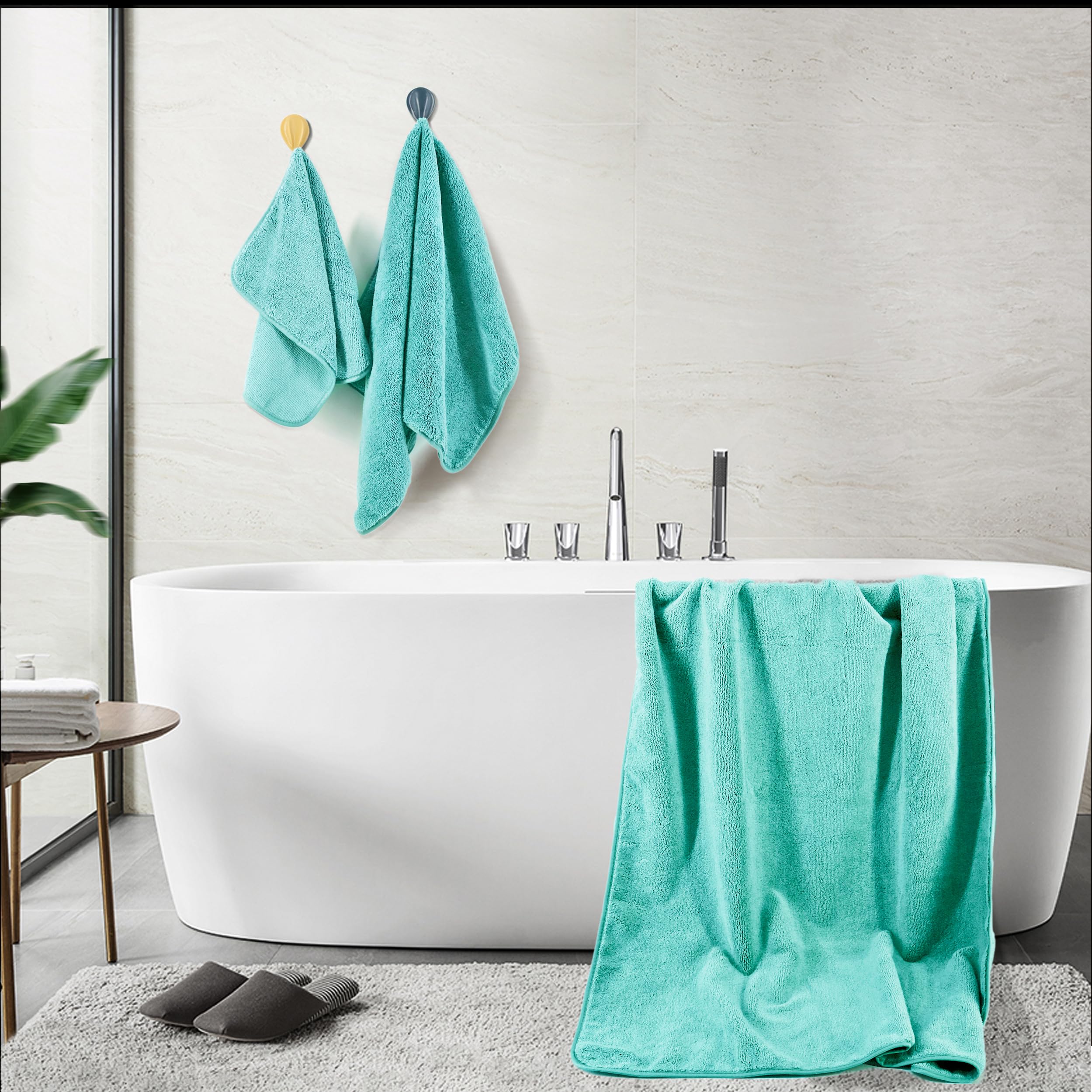 Toalhas Banho Polyte Microfibra - Conjunto 6 Peças 60x30" Aqua